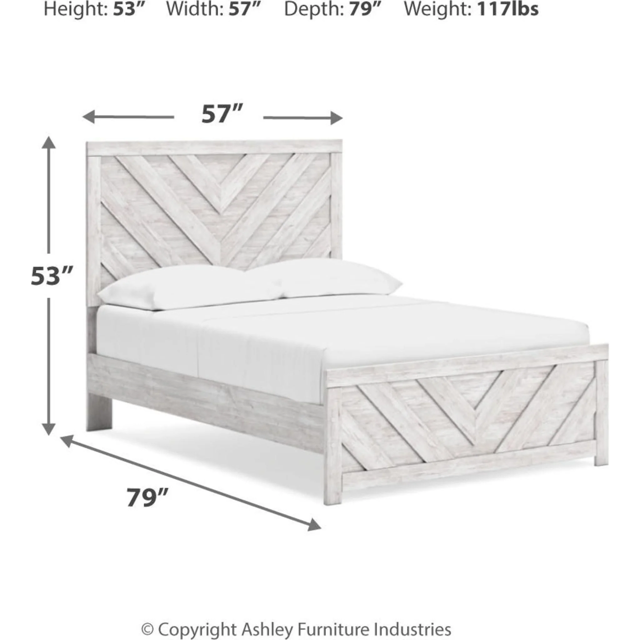 Cayboni Full Panel Bed - Whitewash - Image 12