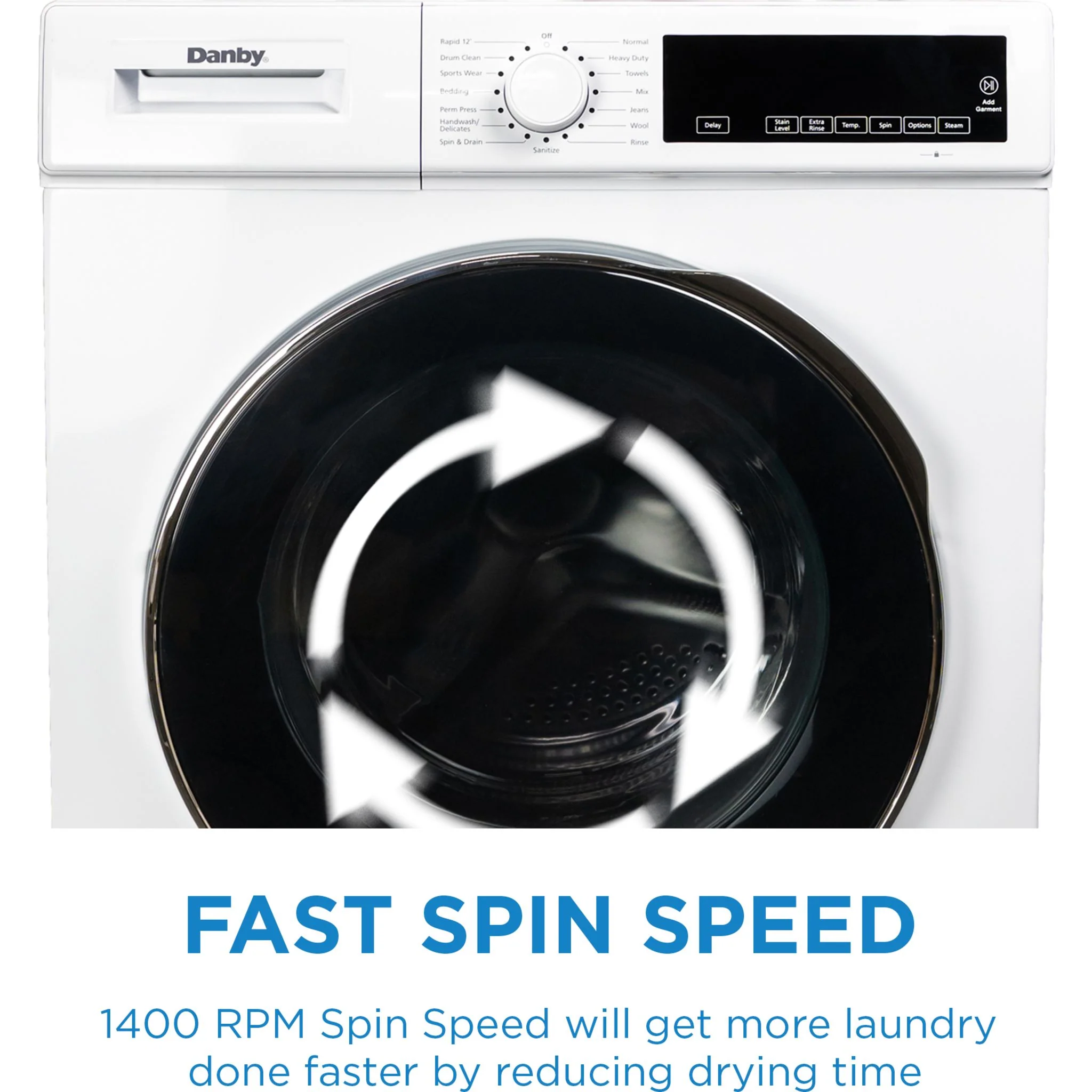 Danby 24-inch, 2.2 cu. ft. Stackable Front Load Washer with Steam in -White (DWM022D3WDB) - Image 12