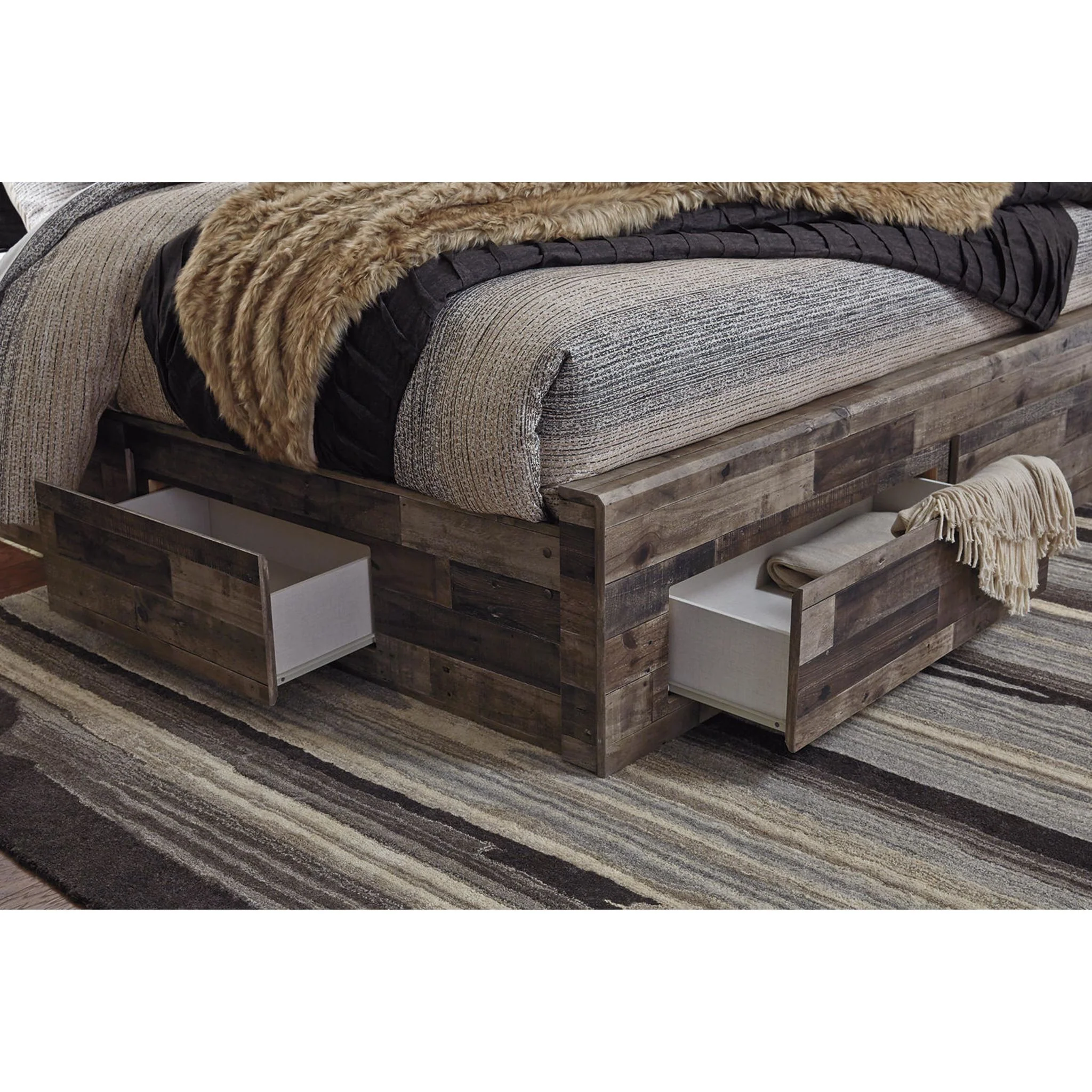 Full Panel Bed with 6 Drawer Storage - Multi Gray - Image 10