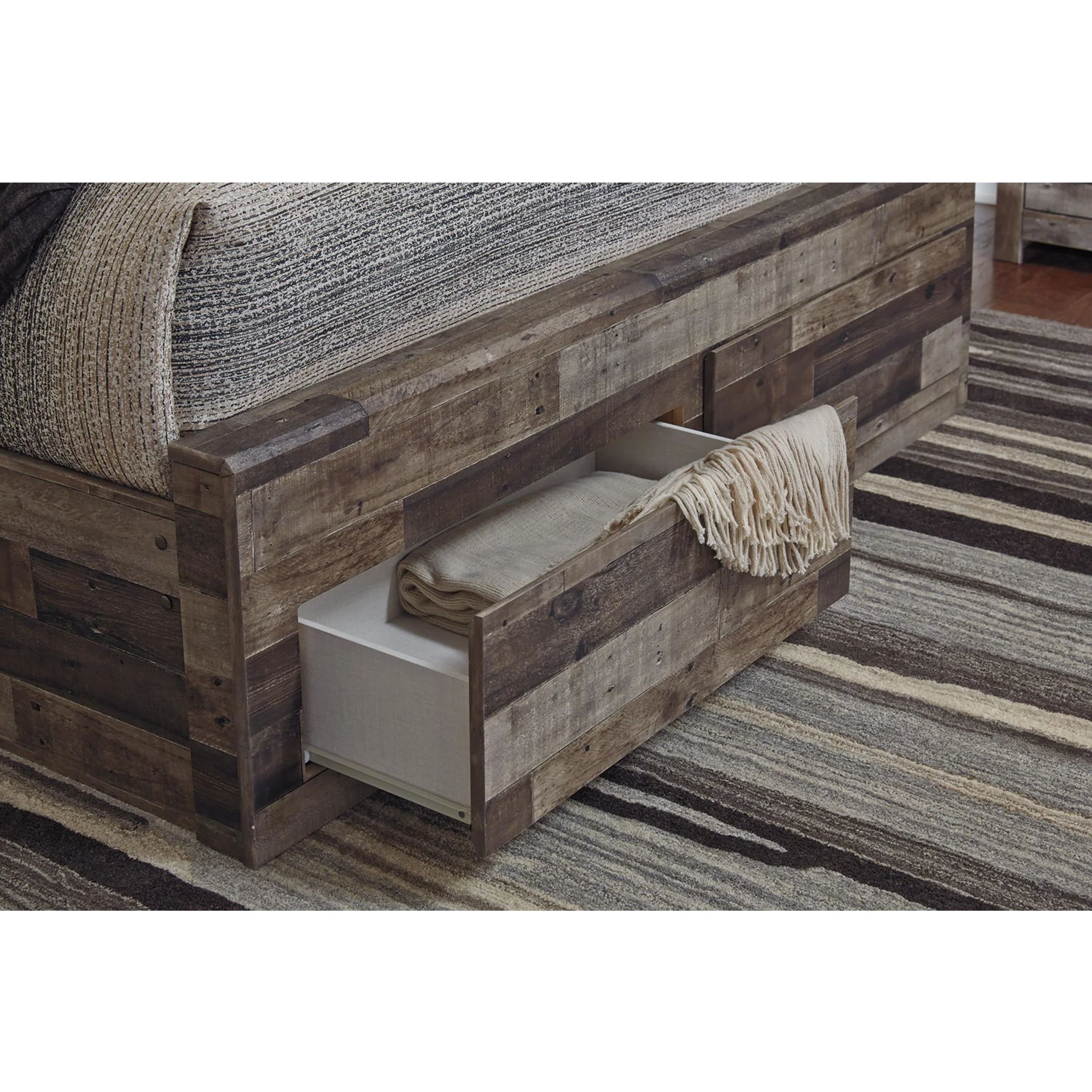 Full Panel Bed with 6 Drawer Storage - Multi Gray - Image 11