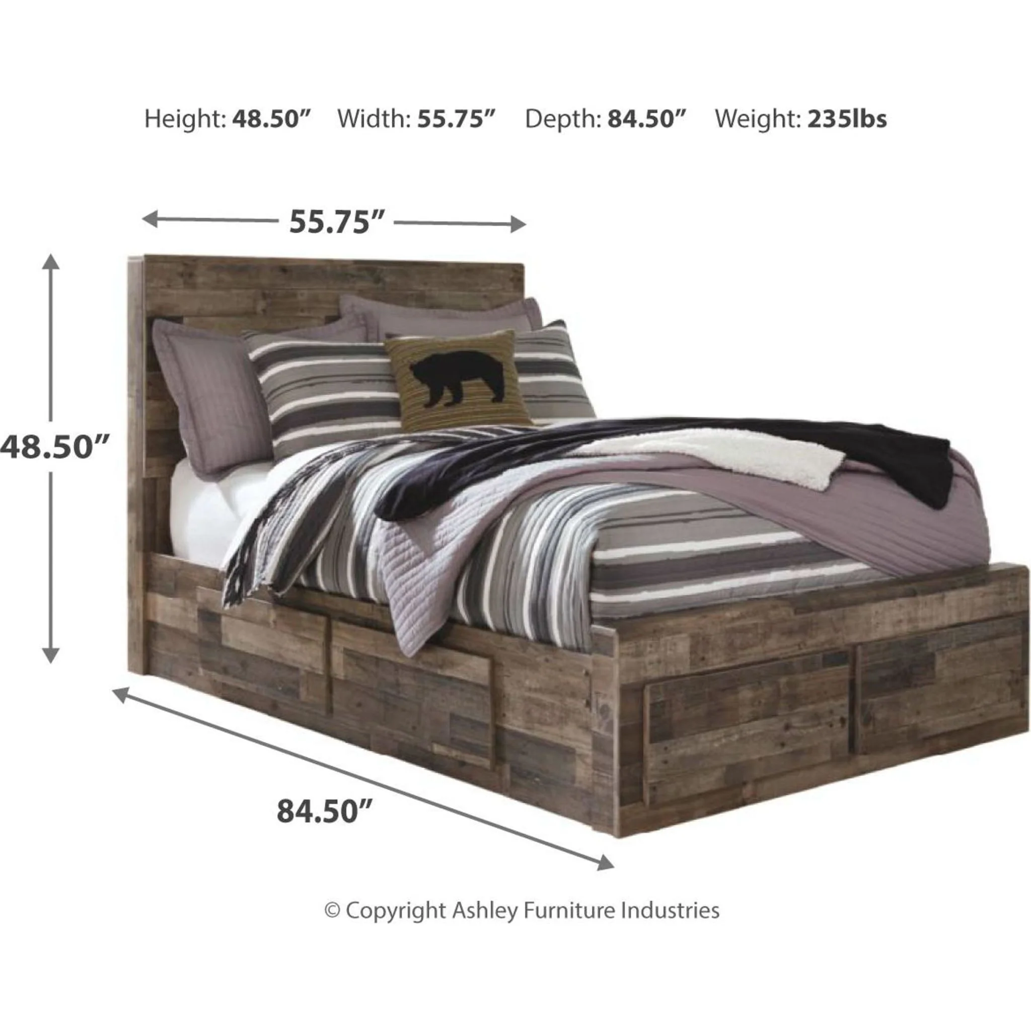 Full Panel Bed with 6 Drawer Storage - Multi Gray - Image 12