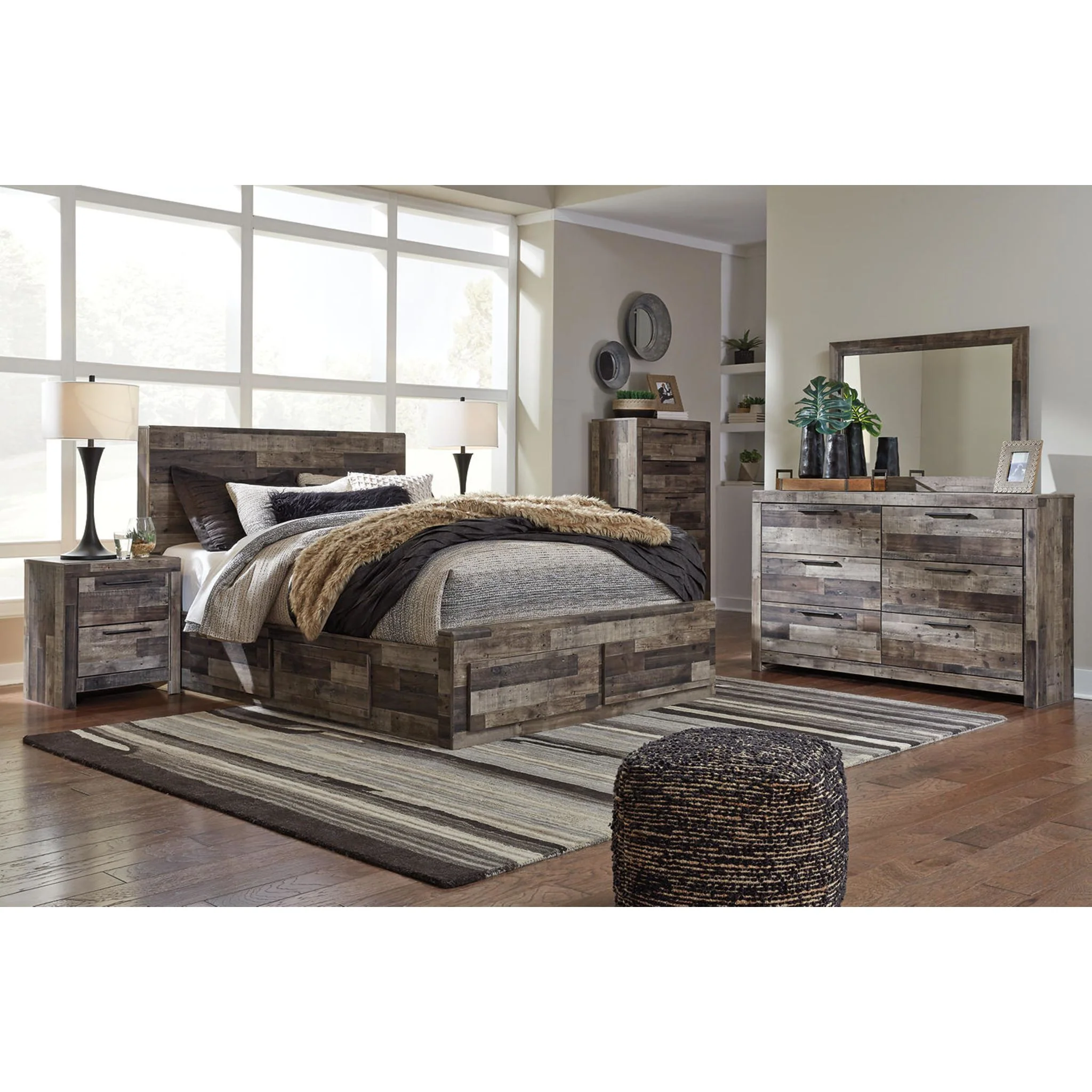 Derekson Panel Bed with 4 Drawer Storage - Multi Gray - Image 8