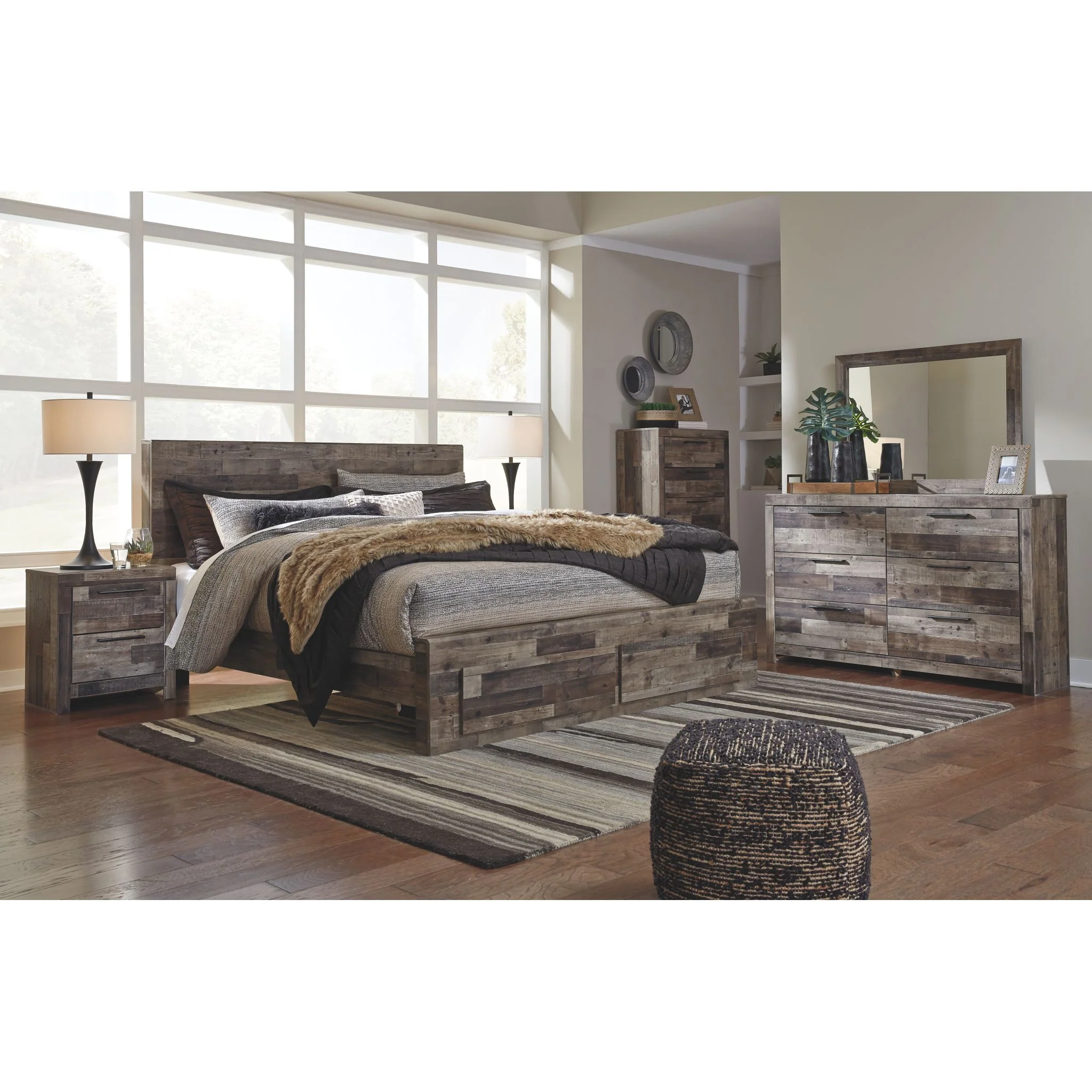 Derekson Panel Bed with Footboard Storage - Multi Gray - Image 12