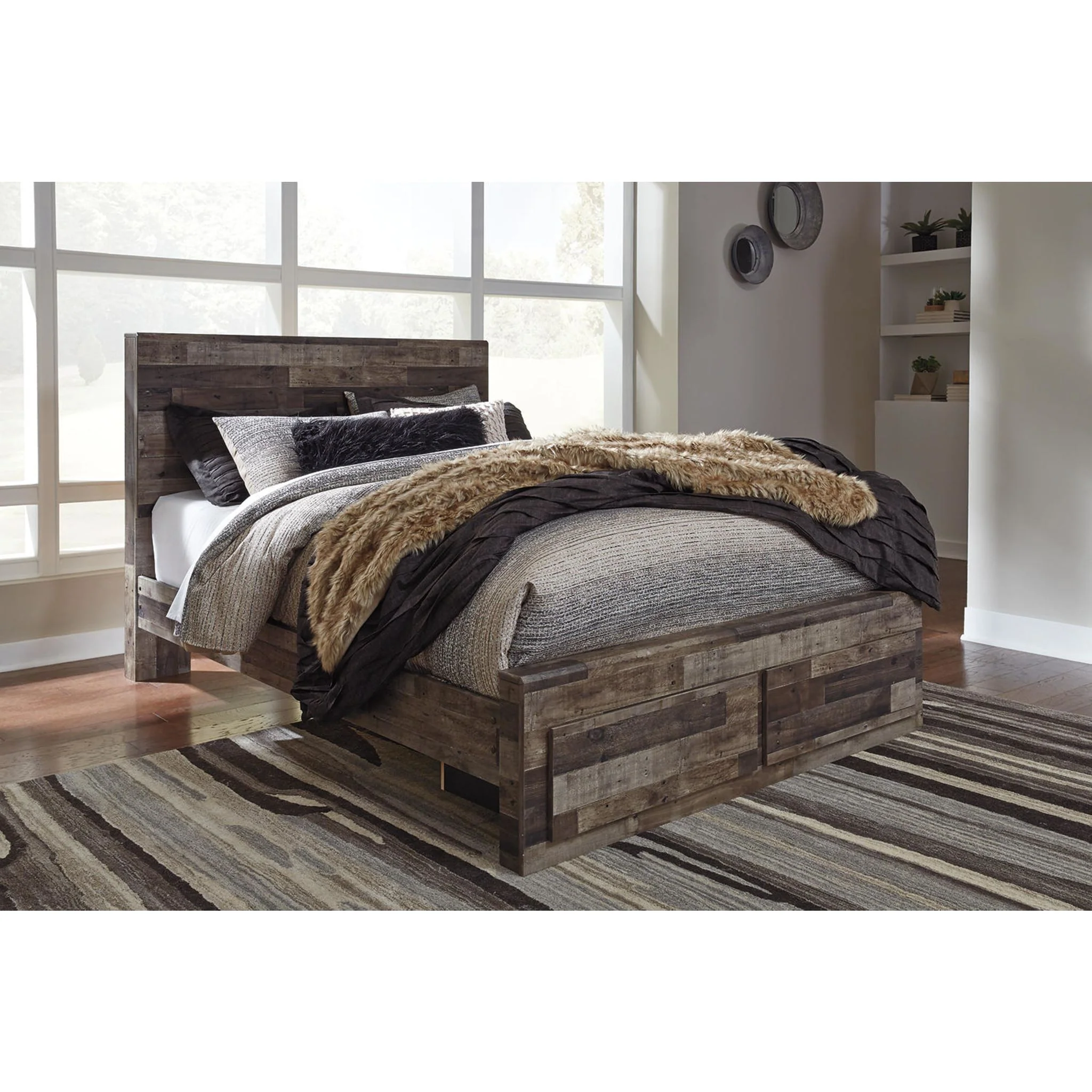 Derekson Panel Bed with Footboard Storage - Multi Gray - Image 2