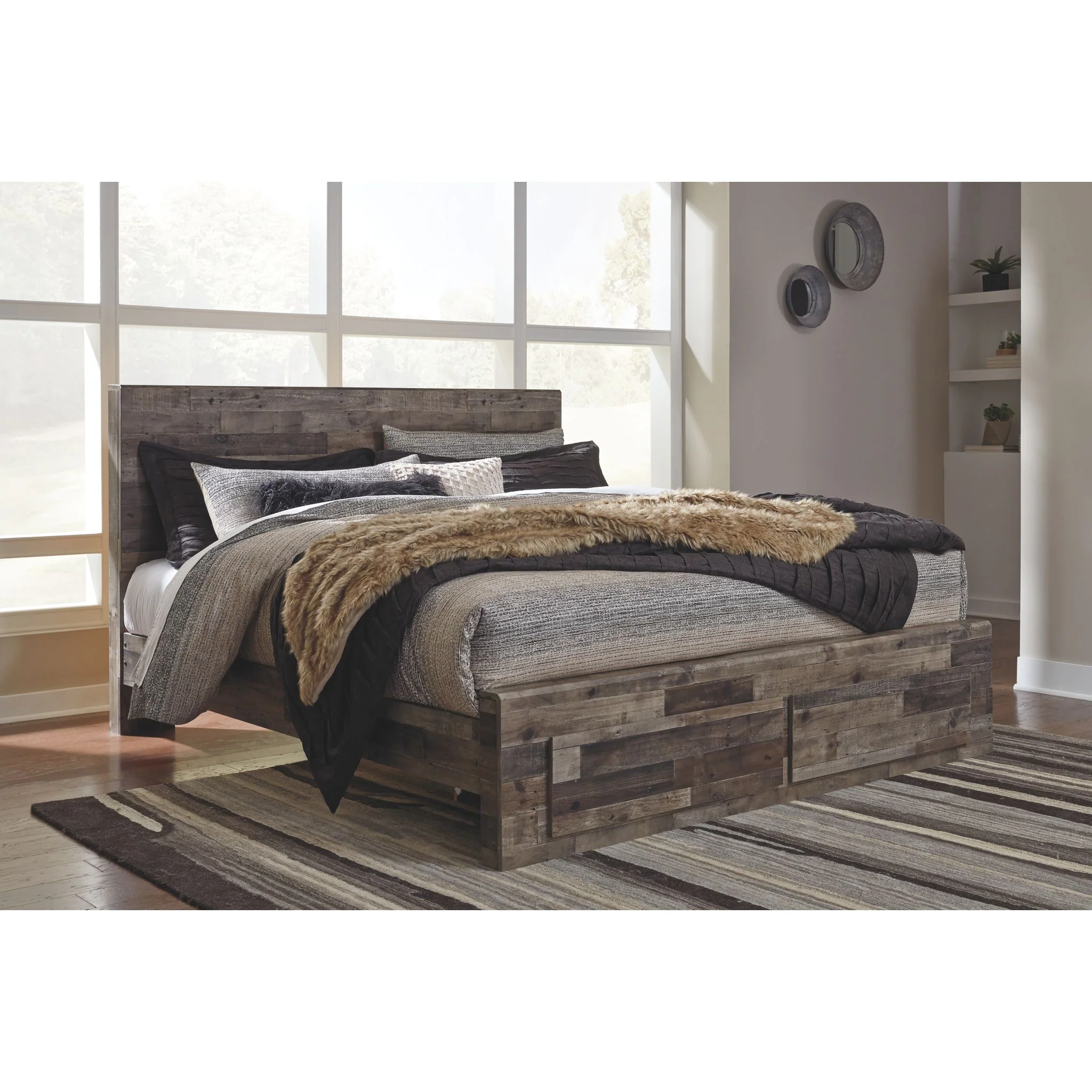 Derekson Panel Bed with Footboard Storage - Multi Gray - Image 9