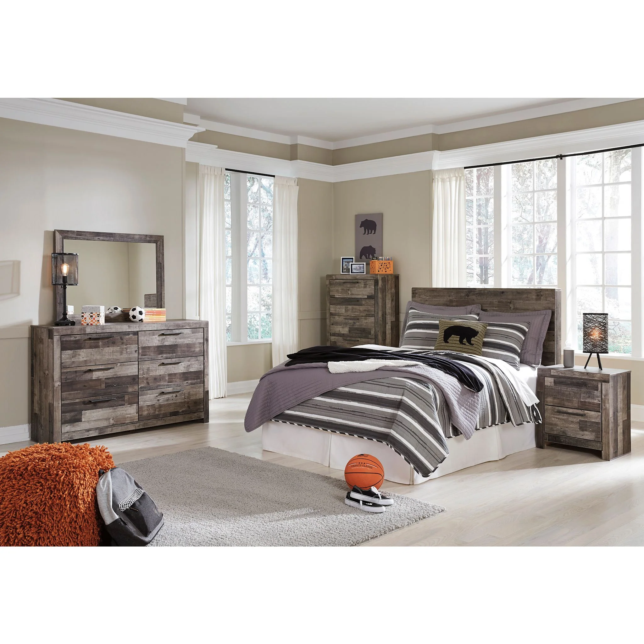 Derekson Panel Headboard - Multi Gray - Image 15