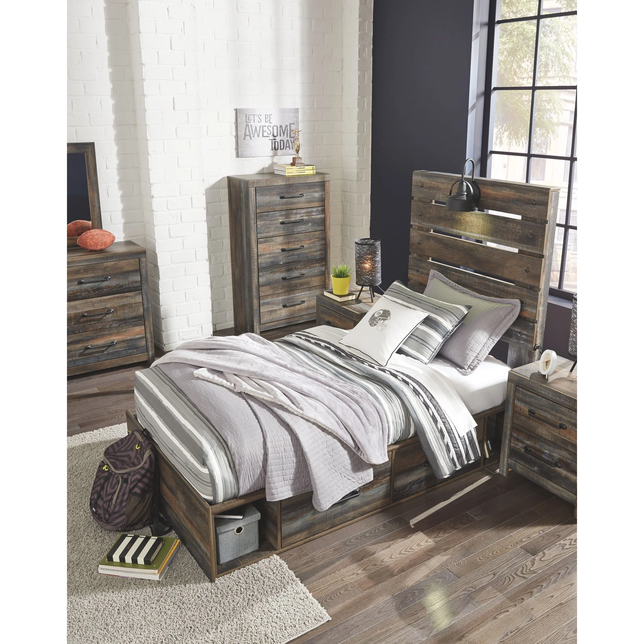 Drystan Panel Bed with 2 Drawer Storage - Multi - Image 11