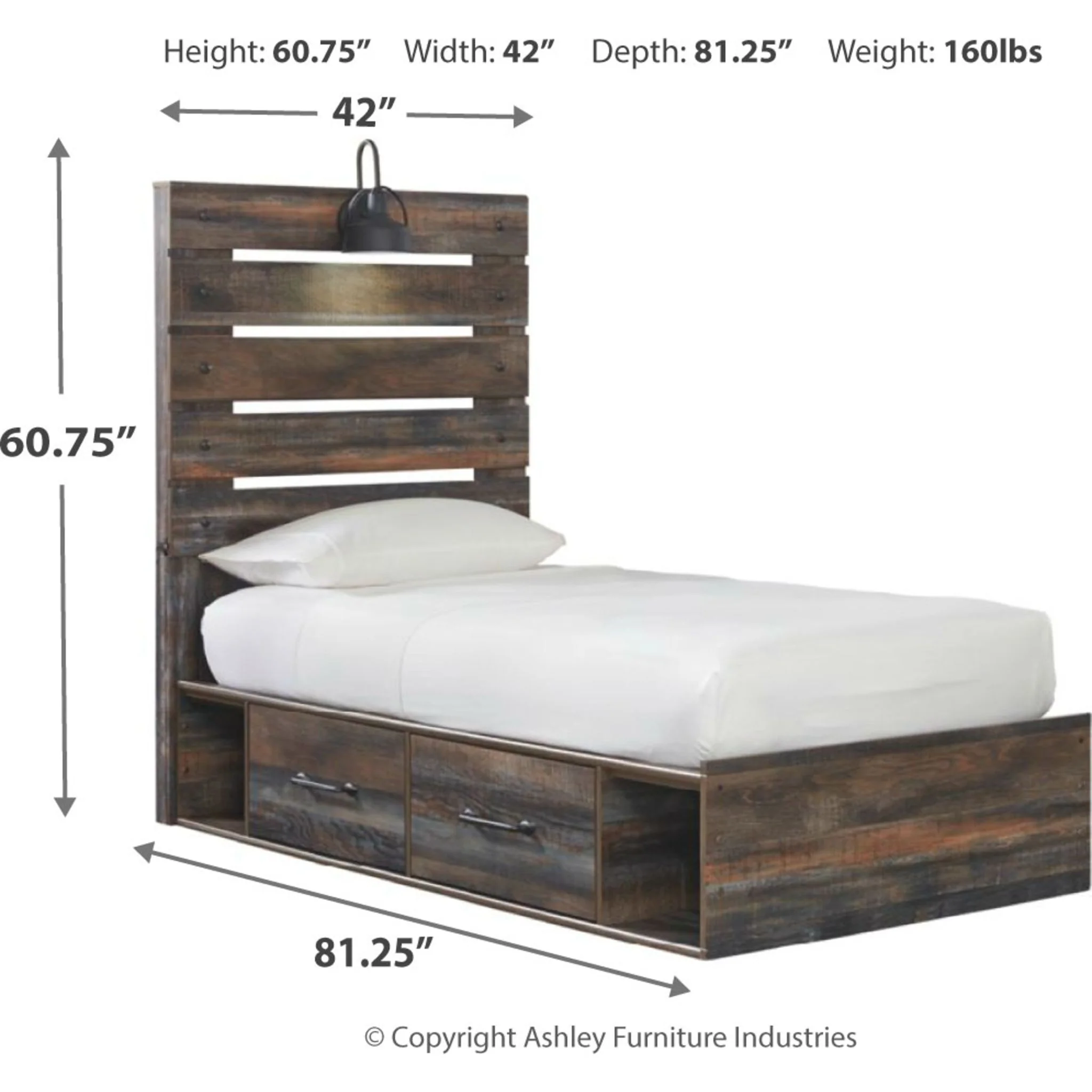 Drystan Panel Bed with 2 Drawer Storage - Multi - Image 12