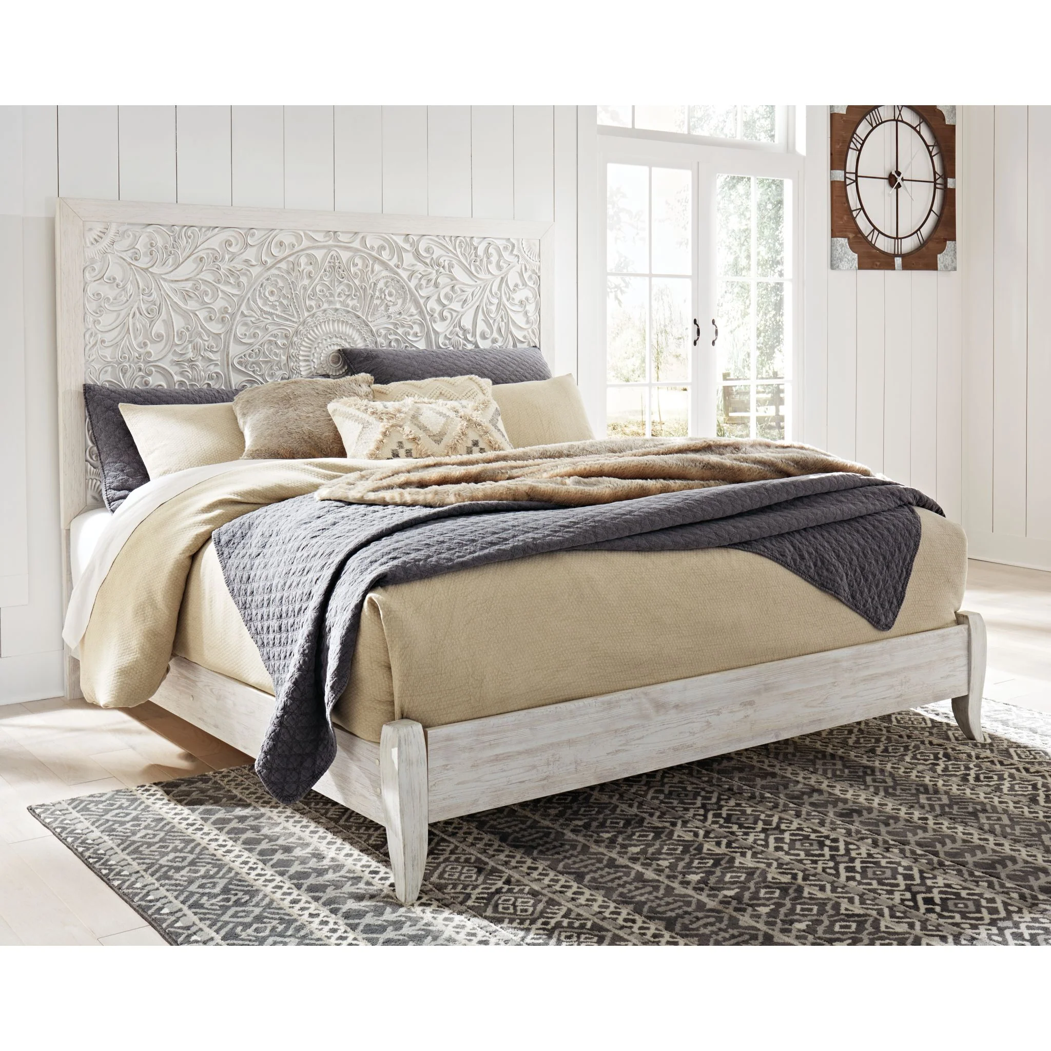 Jareth Panel Bed - Whitewash - Image 17