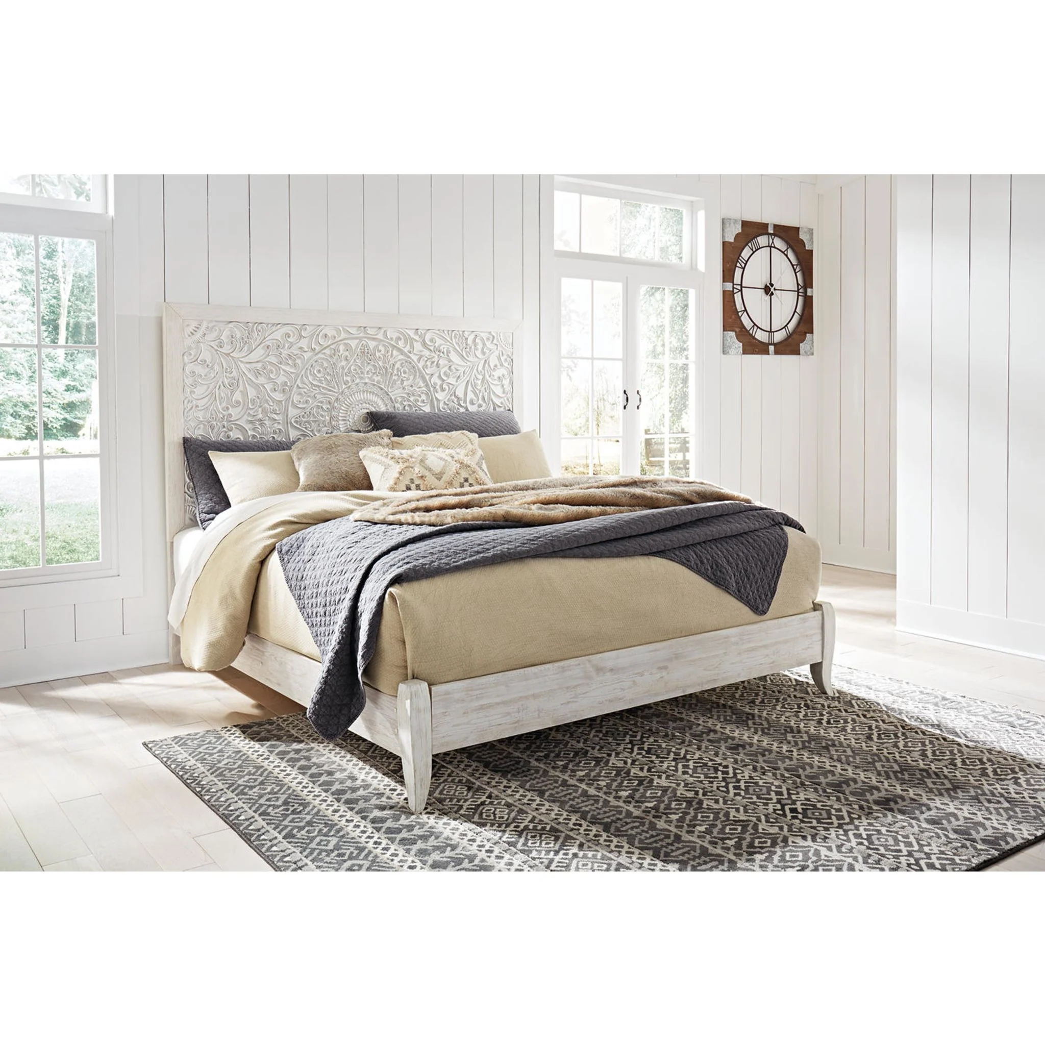 Jareth Panel Bed - Whitewash - Image 28