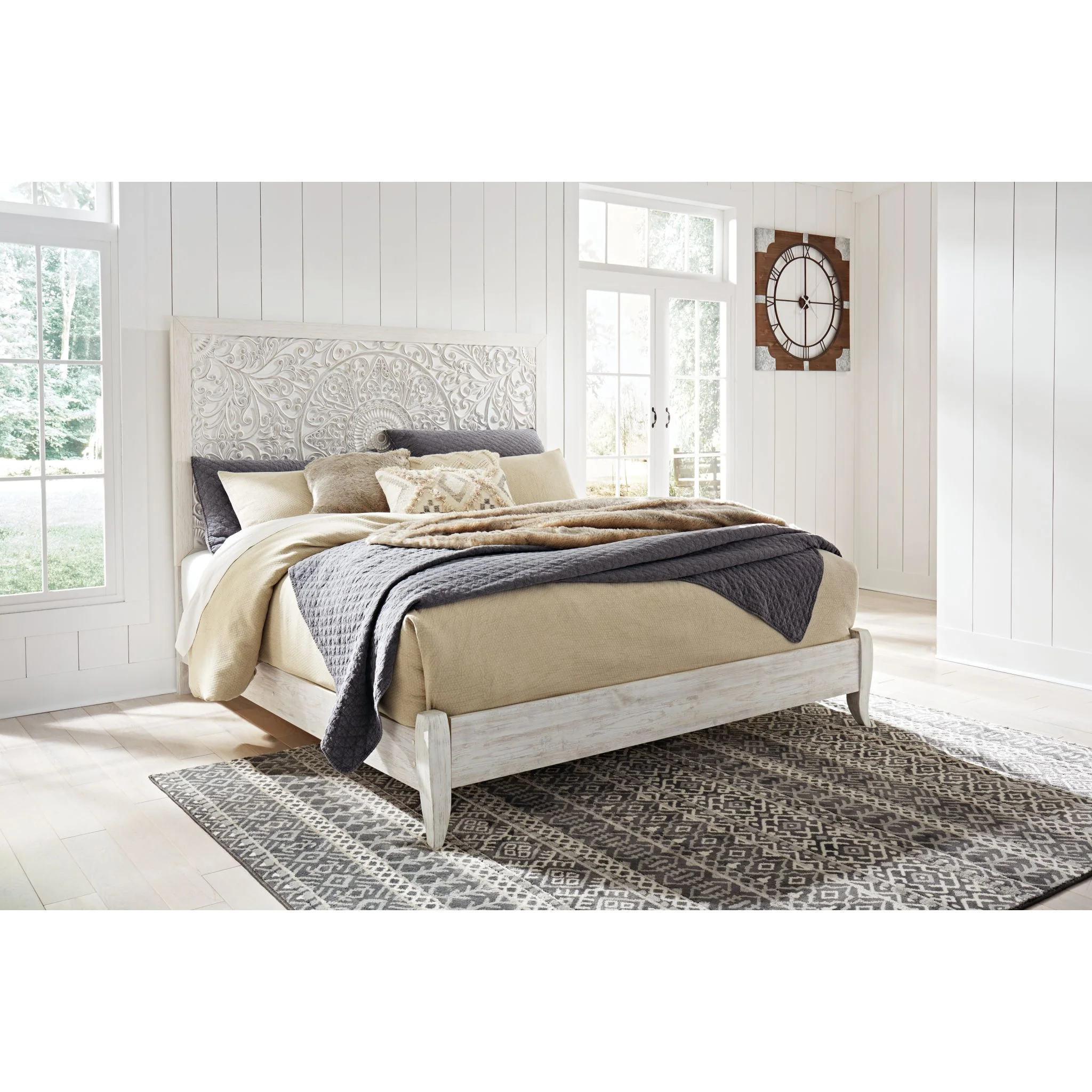 Jareth Panel Bed - Whitewash - Image 36