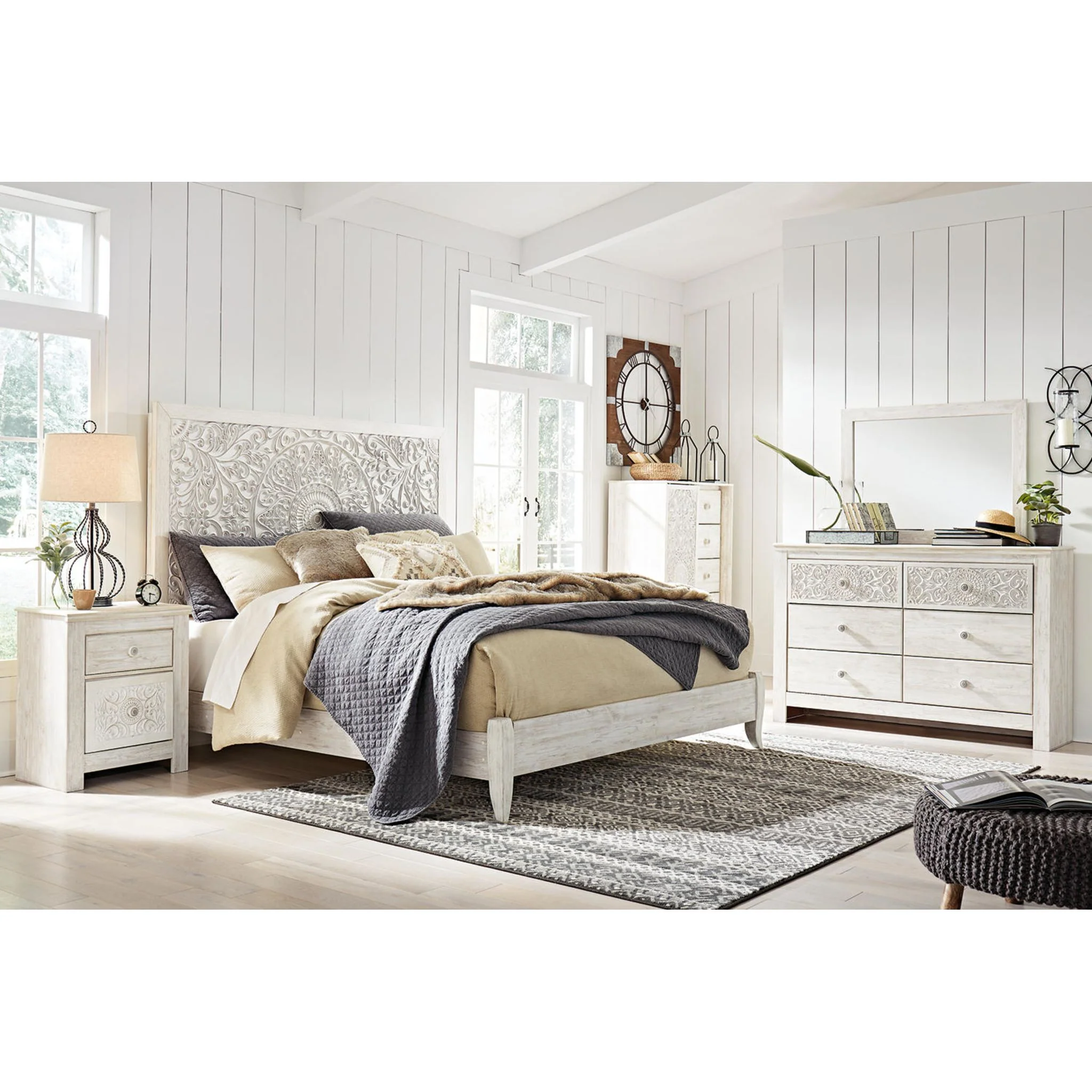 Jareth Panel Bed - Whitewash - Image 43