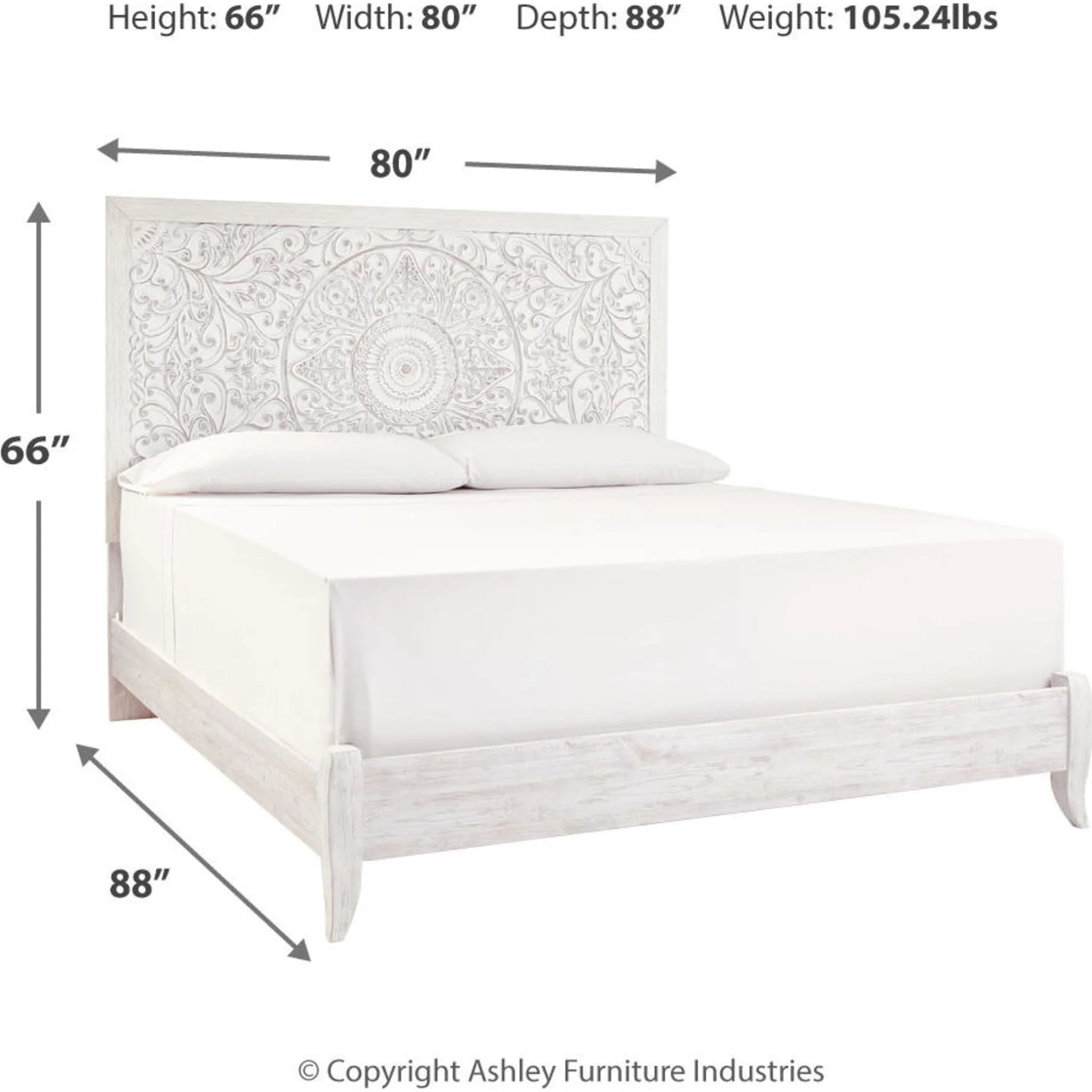 Jareth Panel Bed - Whitewash - Image 50