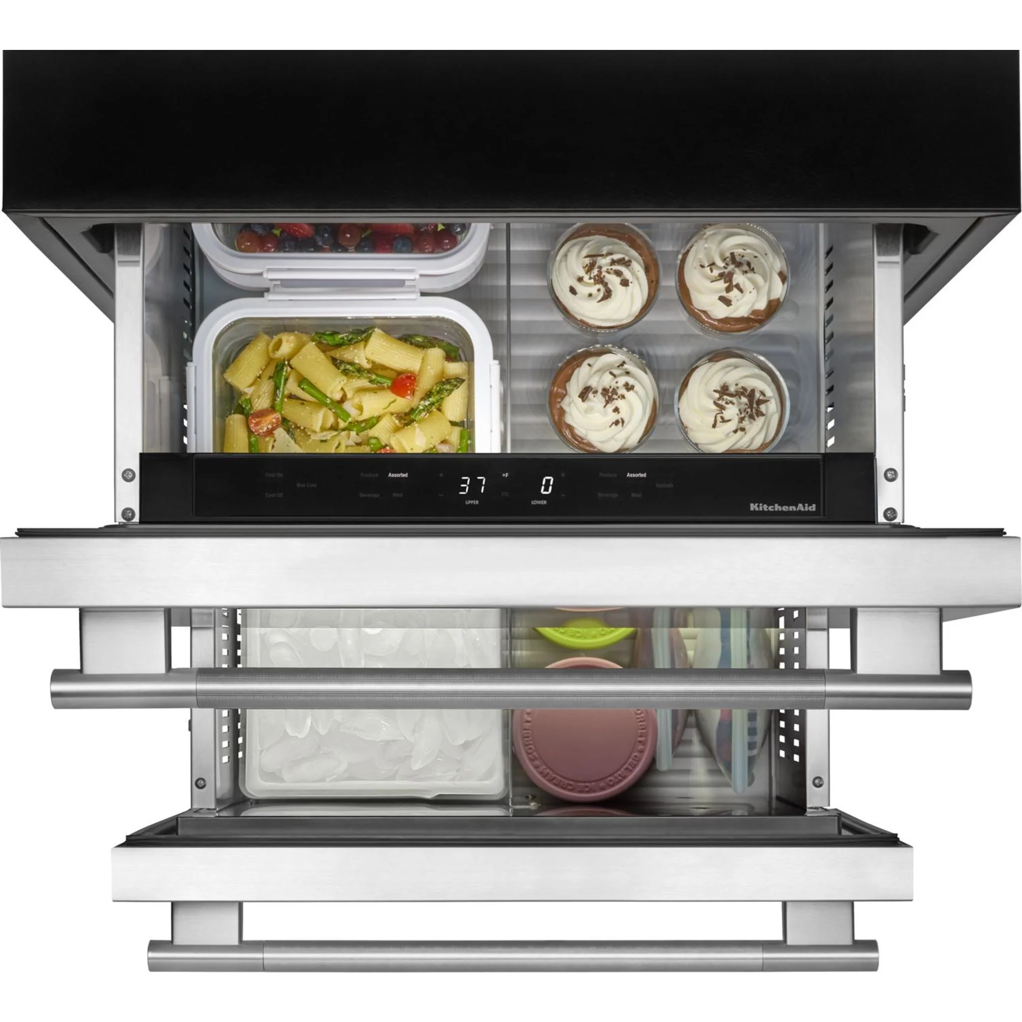 KitchenAid 24" Stainless Steel Undercounter Double-Drawer Refrigerator/Freezer - Black Cabinet/Stainless Doors (KUCT524SSB) - Image 2