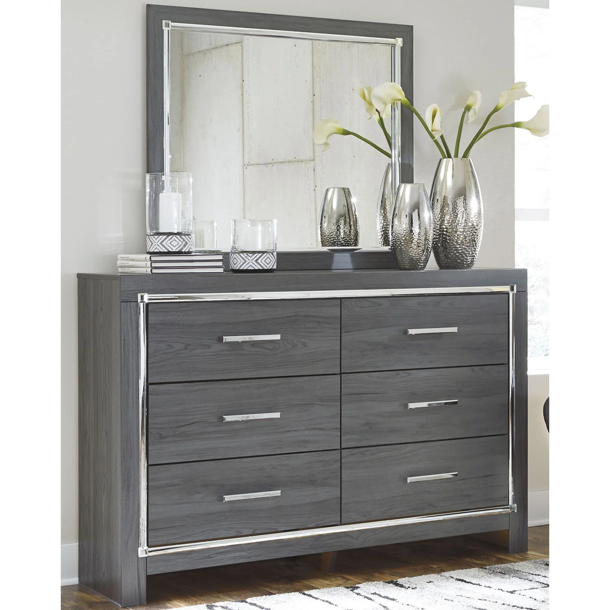 Lodanna 6 Piece Storage Platform Bedroom - Gray - Image 4