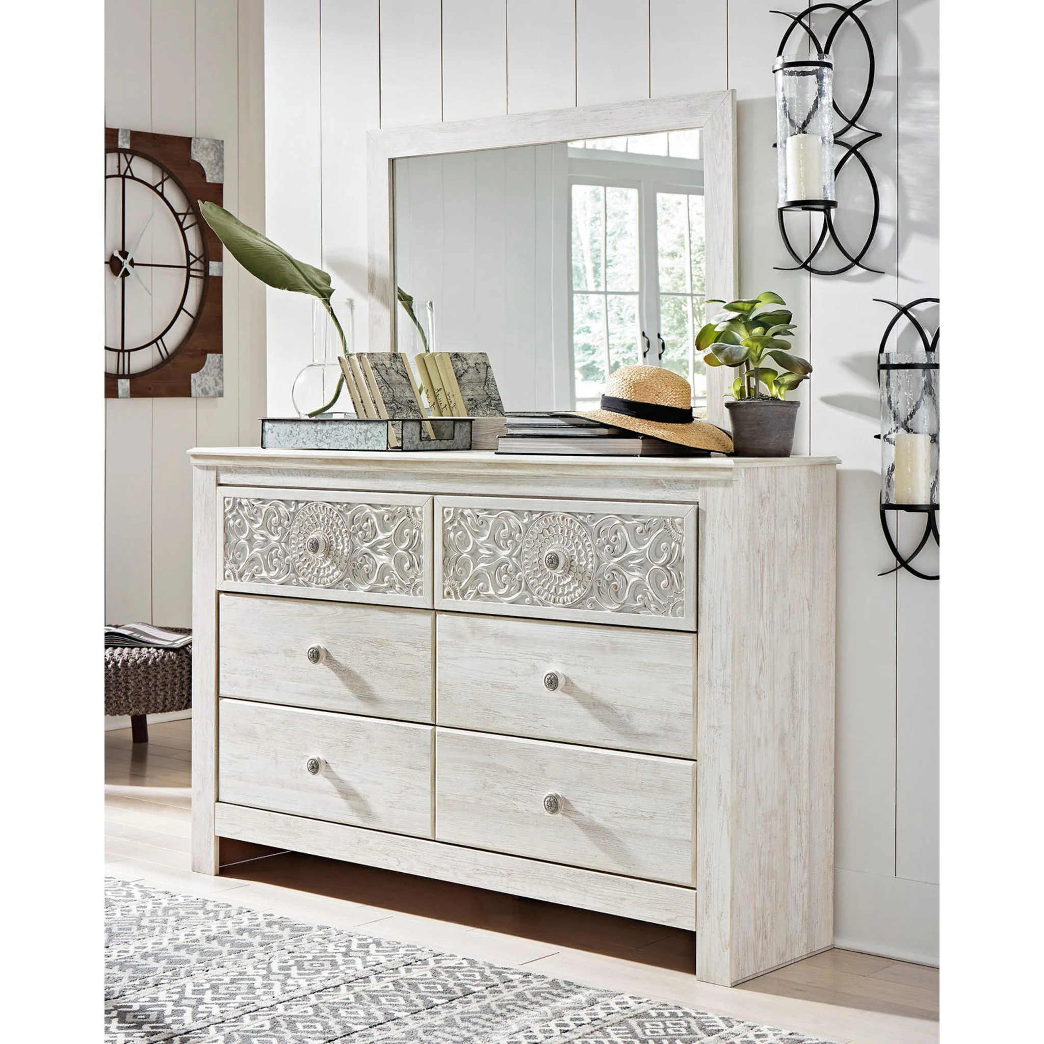 Paxberry 6 Piece Queen Panel Bedroom - Whitewash - Image 2