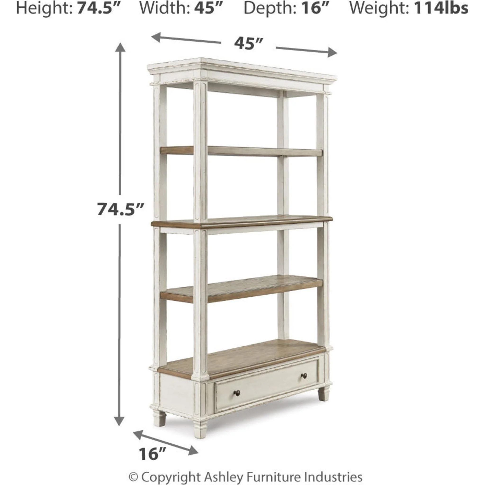 Realyn Bookcase - Brown/White - Image 13