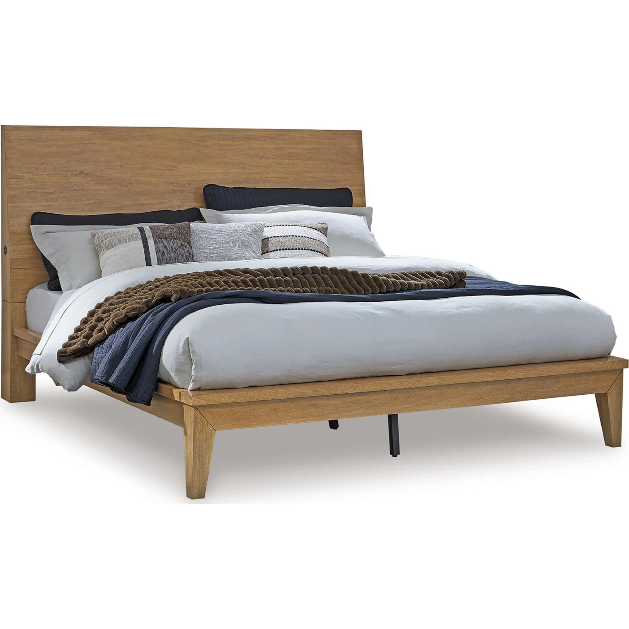 Sherbana Queen Panel Bed - Light Brown
