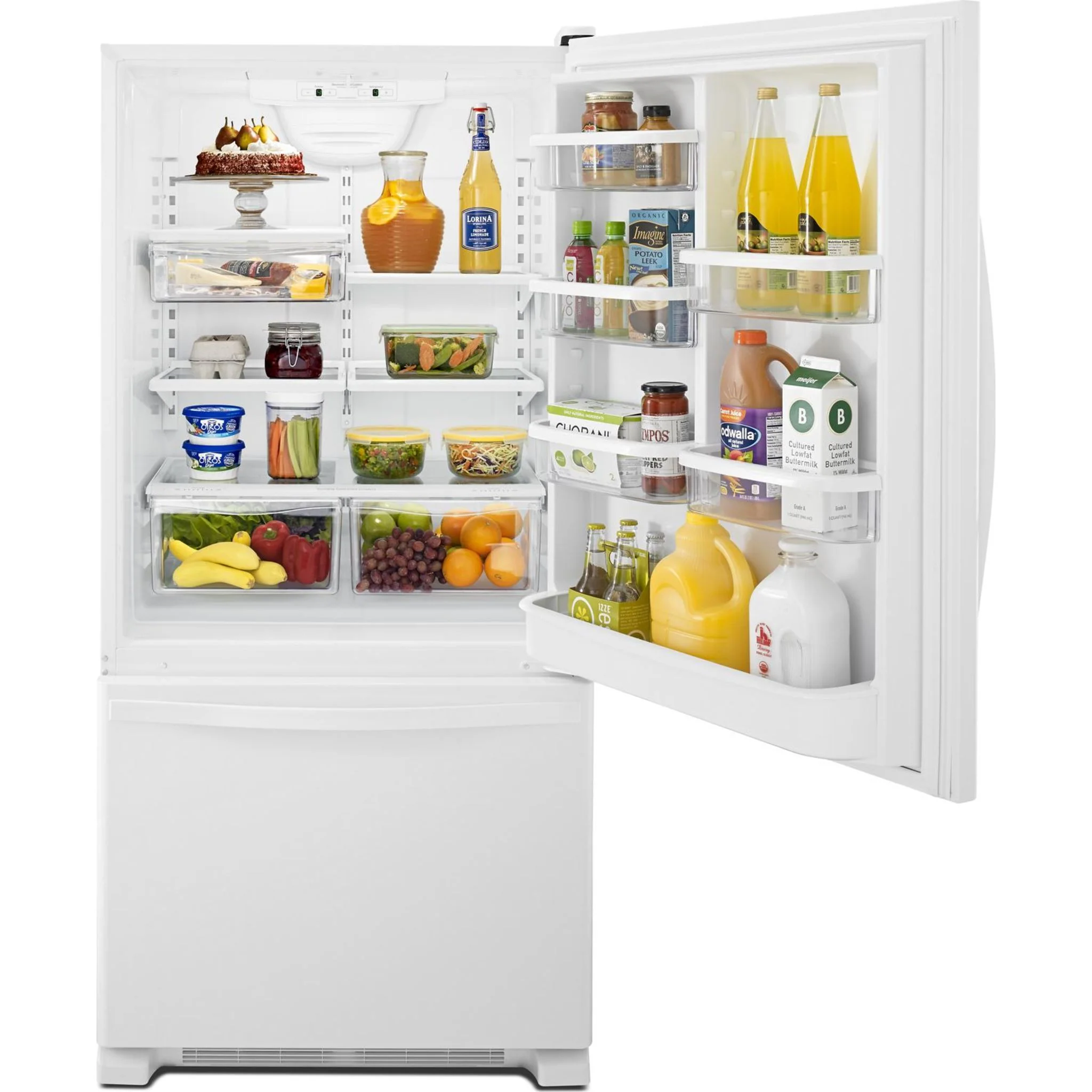 Whirlpool 22 cu. ft. Bottom-Freezer Refrigerator with Freezer Drawer -White-on-White (WRB322DMBW) - Image 78