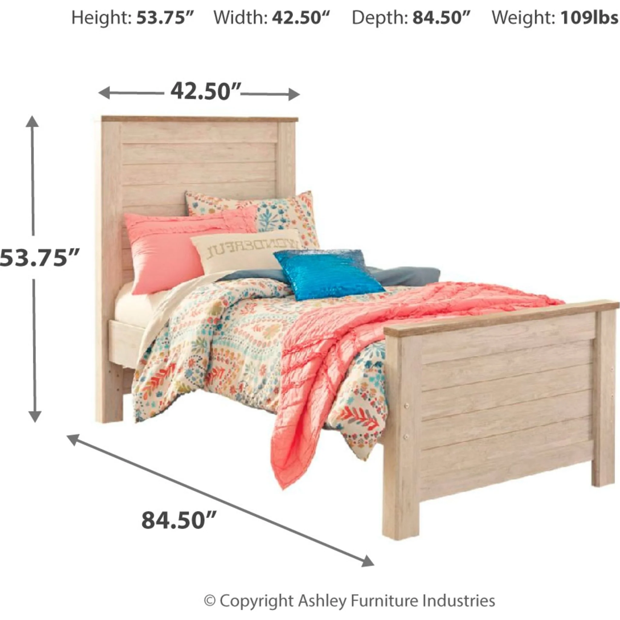 Willowton Panel Bed - Whitewash - Image 12