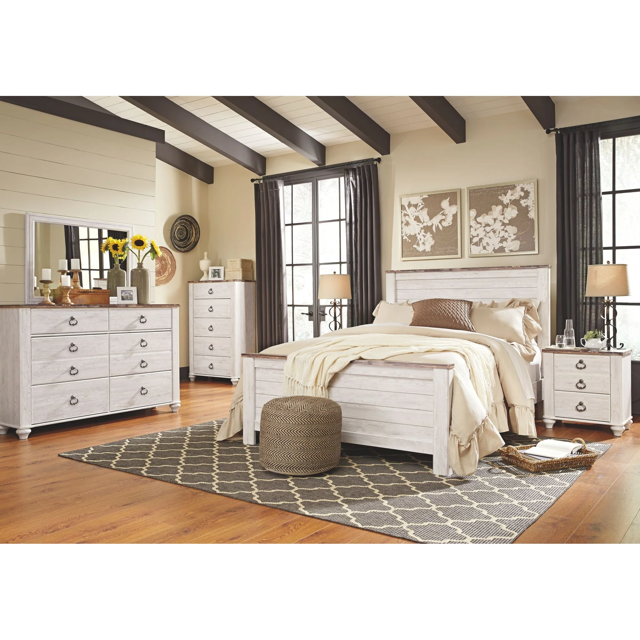 Willowton Panel Bed - Whitewash - Image 2
