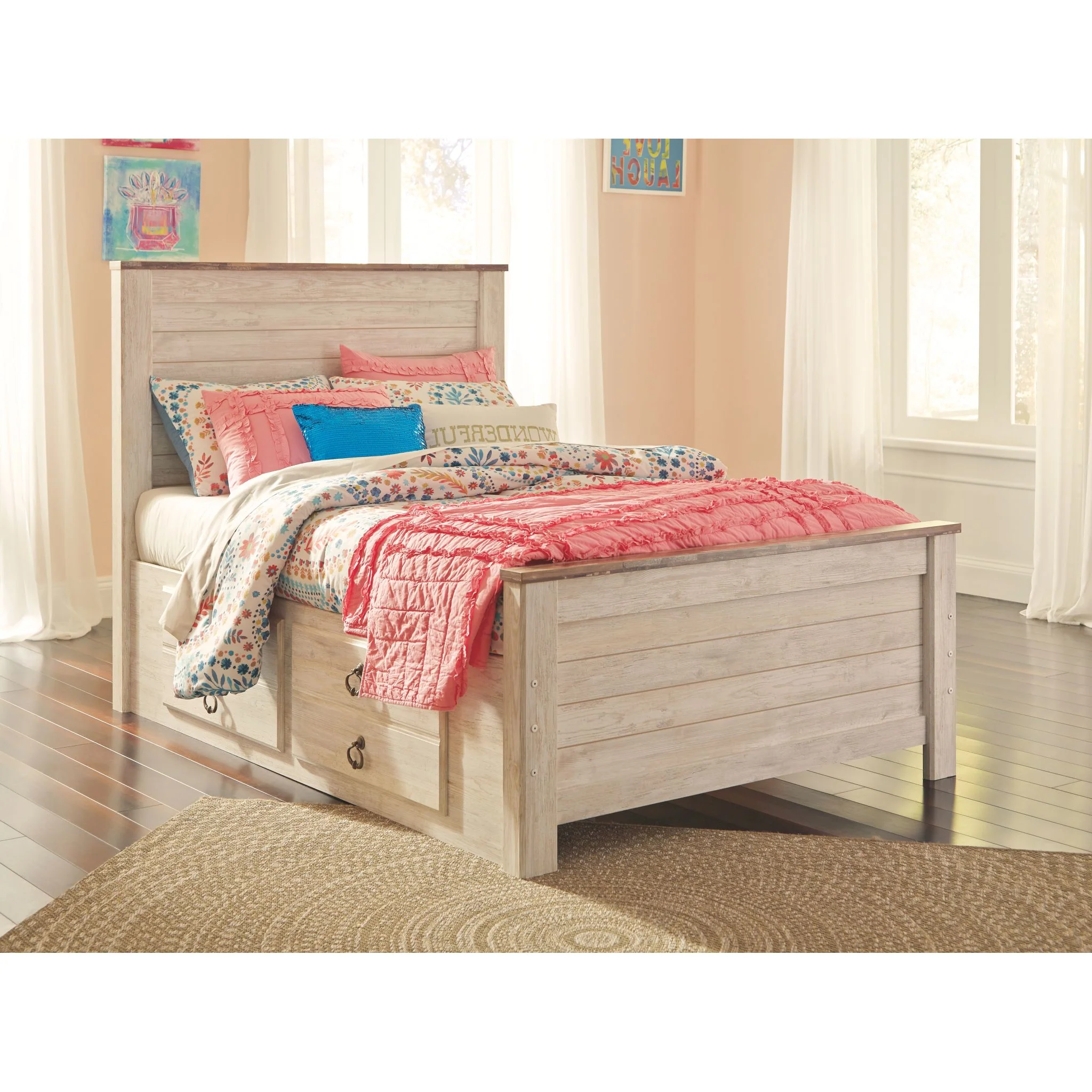 Willowton Storage Bed - Whitewash - Image 12