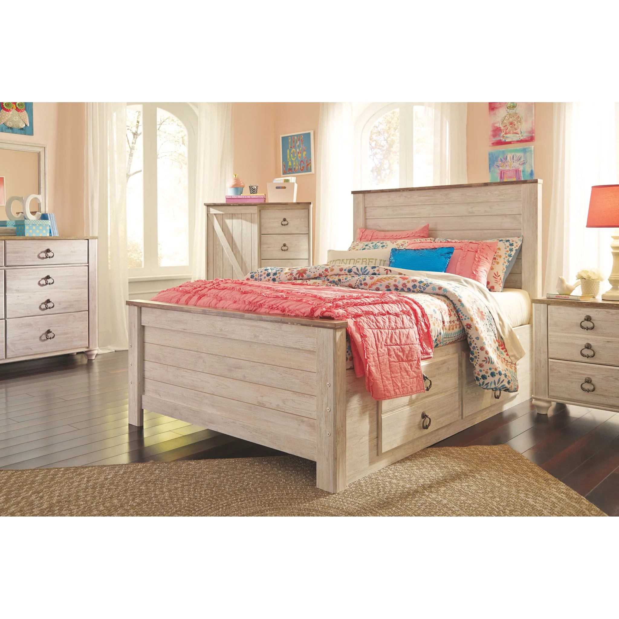 Willowton Storage Bed - Whitewash - Image 16