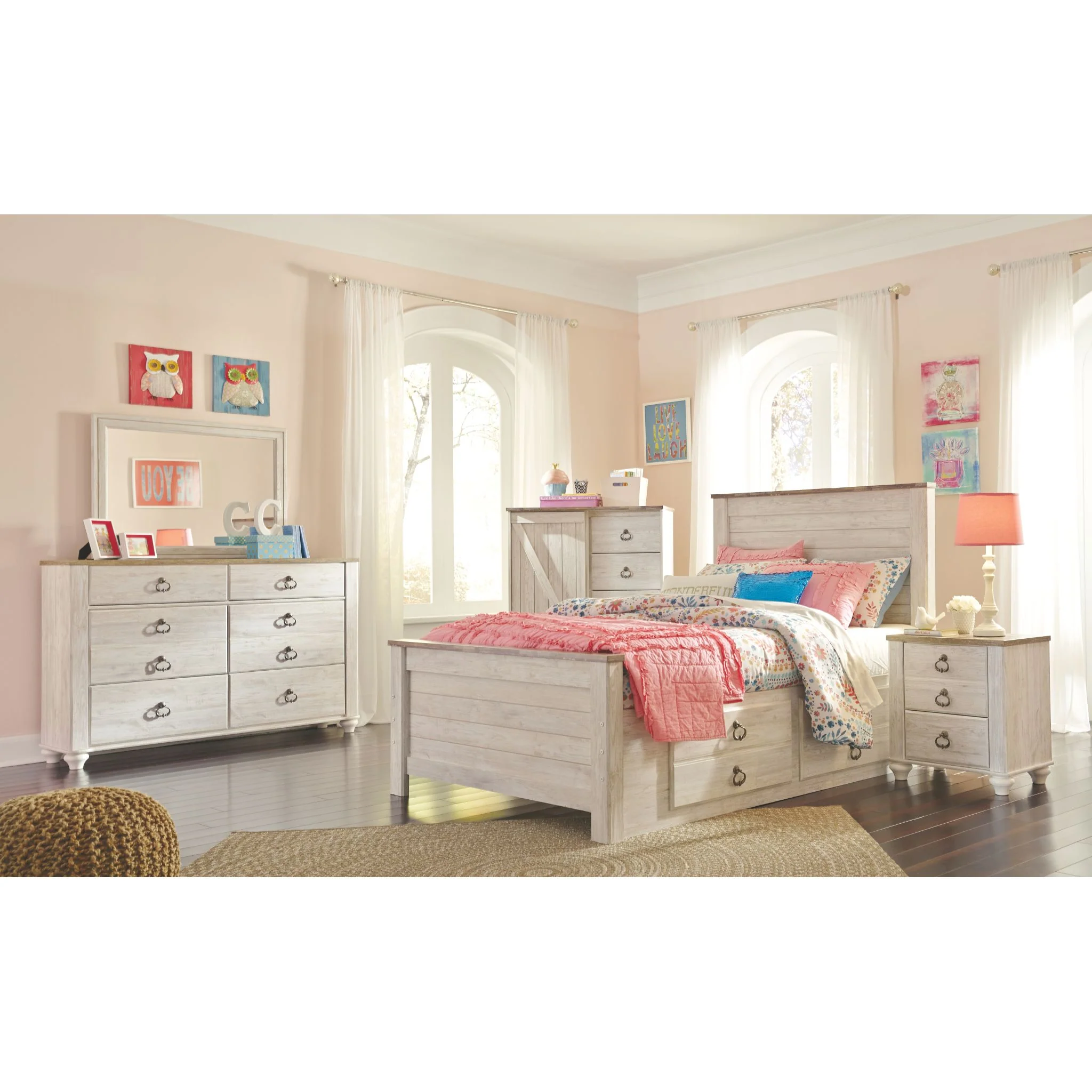 Willowton Full Panel Headboard - Whitewash - Image 10