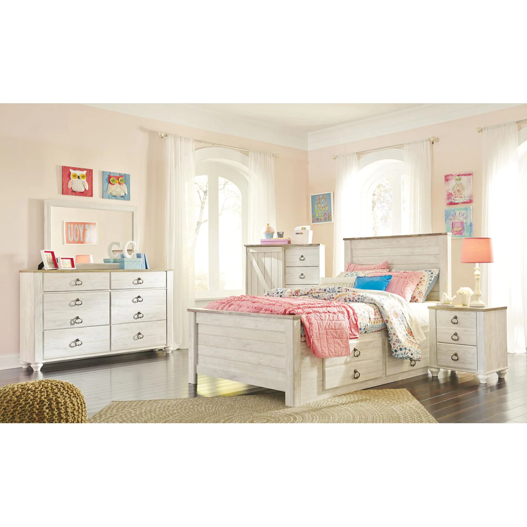 Willowton Full Panel Headboard - Whitewash - Image 13