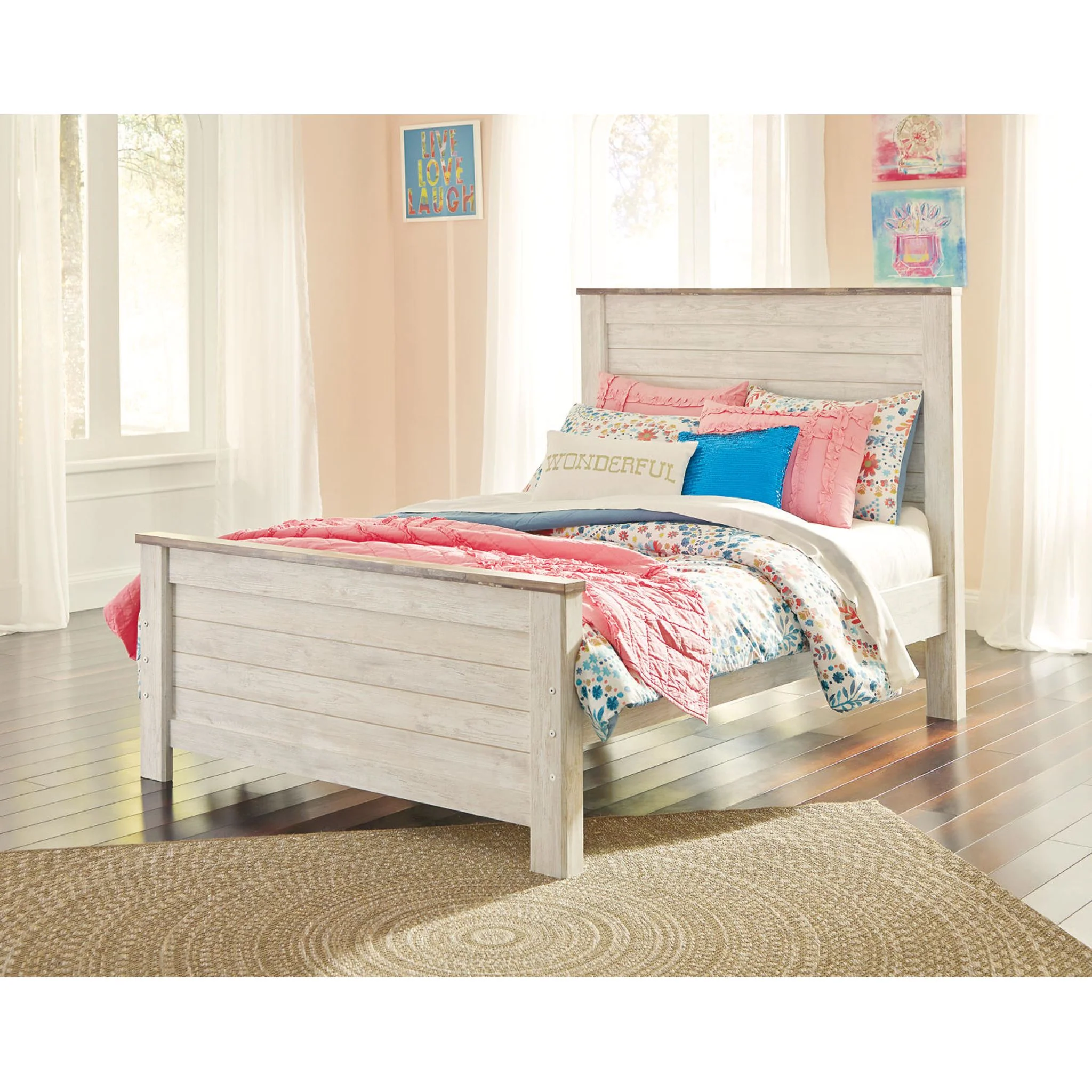 Willowton Full Panel Headboard - Whitewash - Image 17