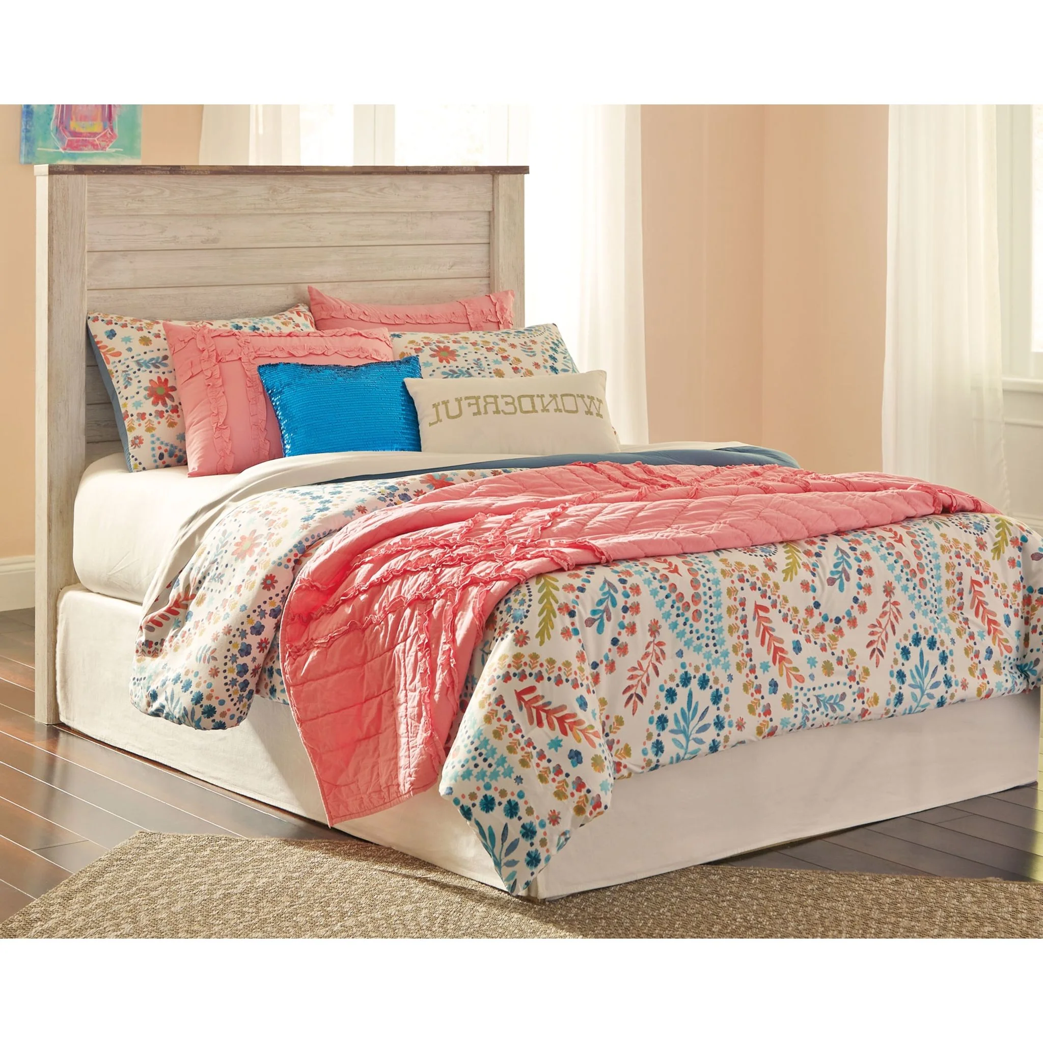 Willowton Full Panel Headboard - Whitewash - Image 2