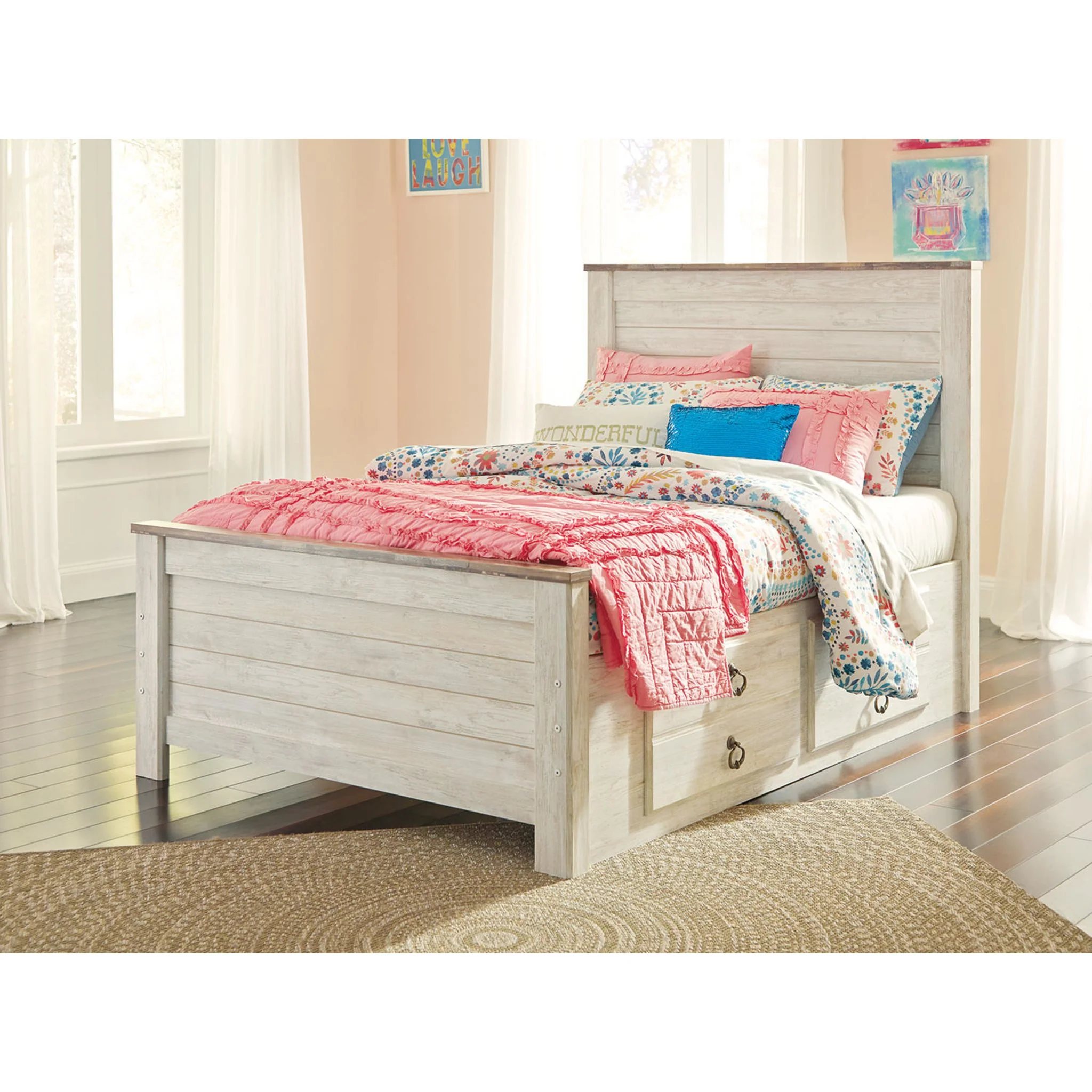 Willowton Full Panel Headboard - Whitewash - Image 26
