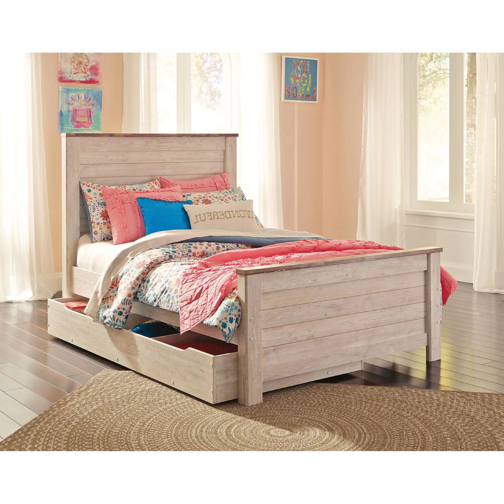 Willowton Full Panel Headboard - Whitewash - Image 27