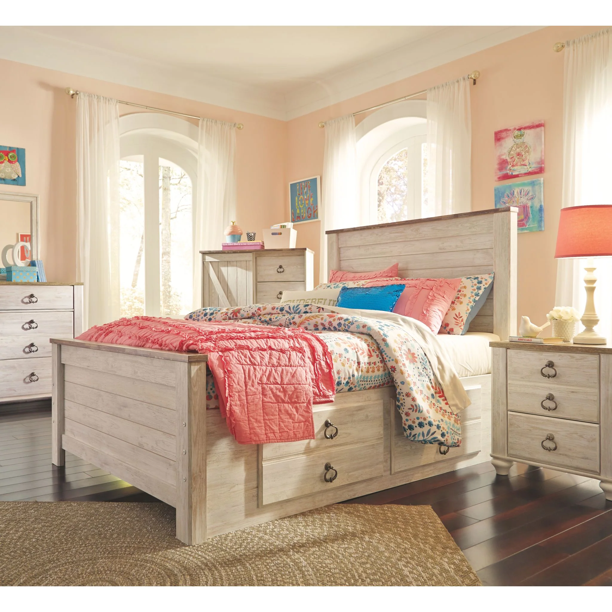 Willowton Full Panel Headboard - Whitewash - Image 5