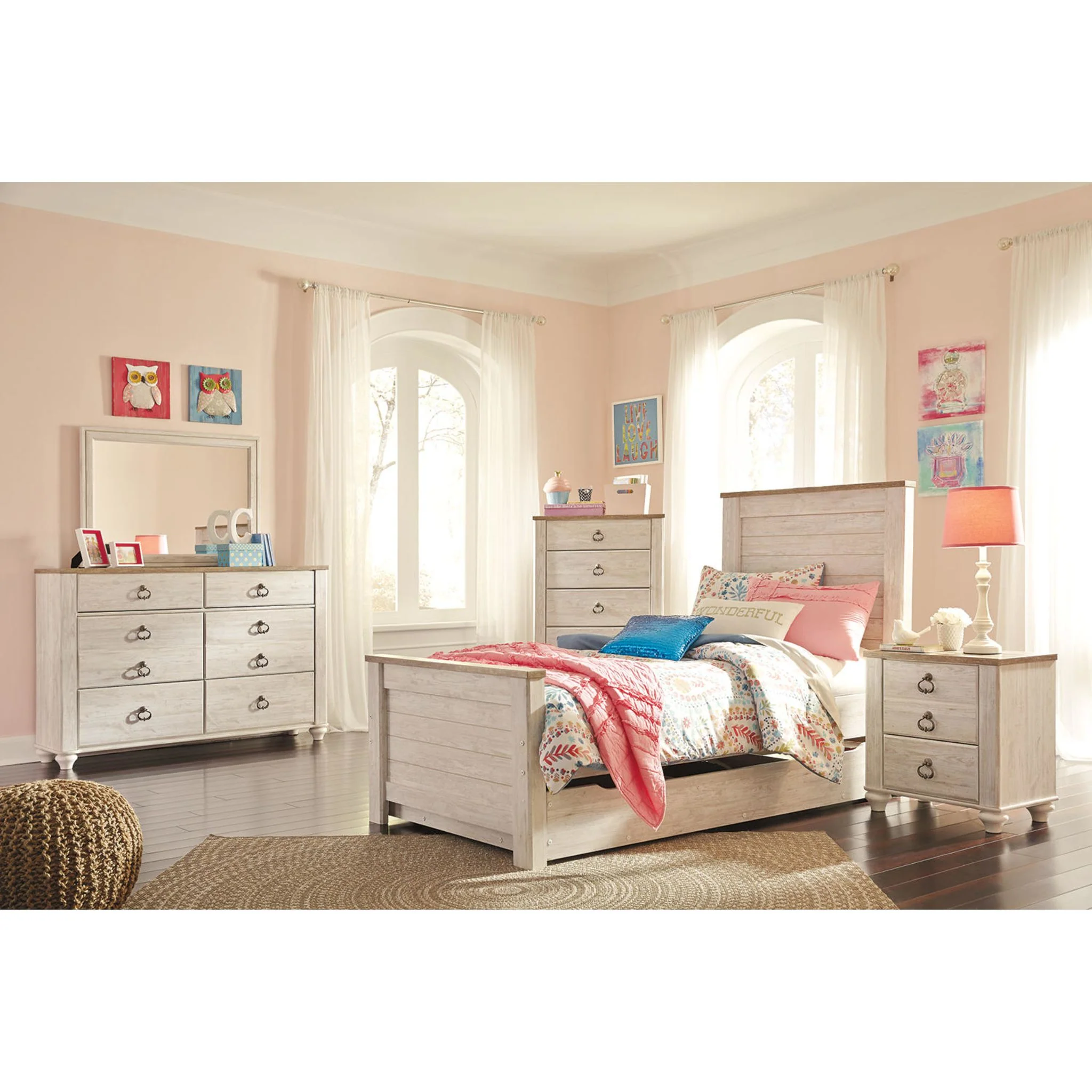 Willowton Nightstand - Whitewash - Image 10