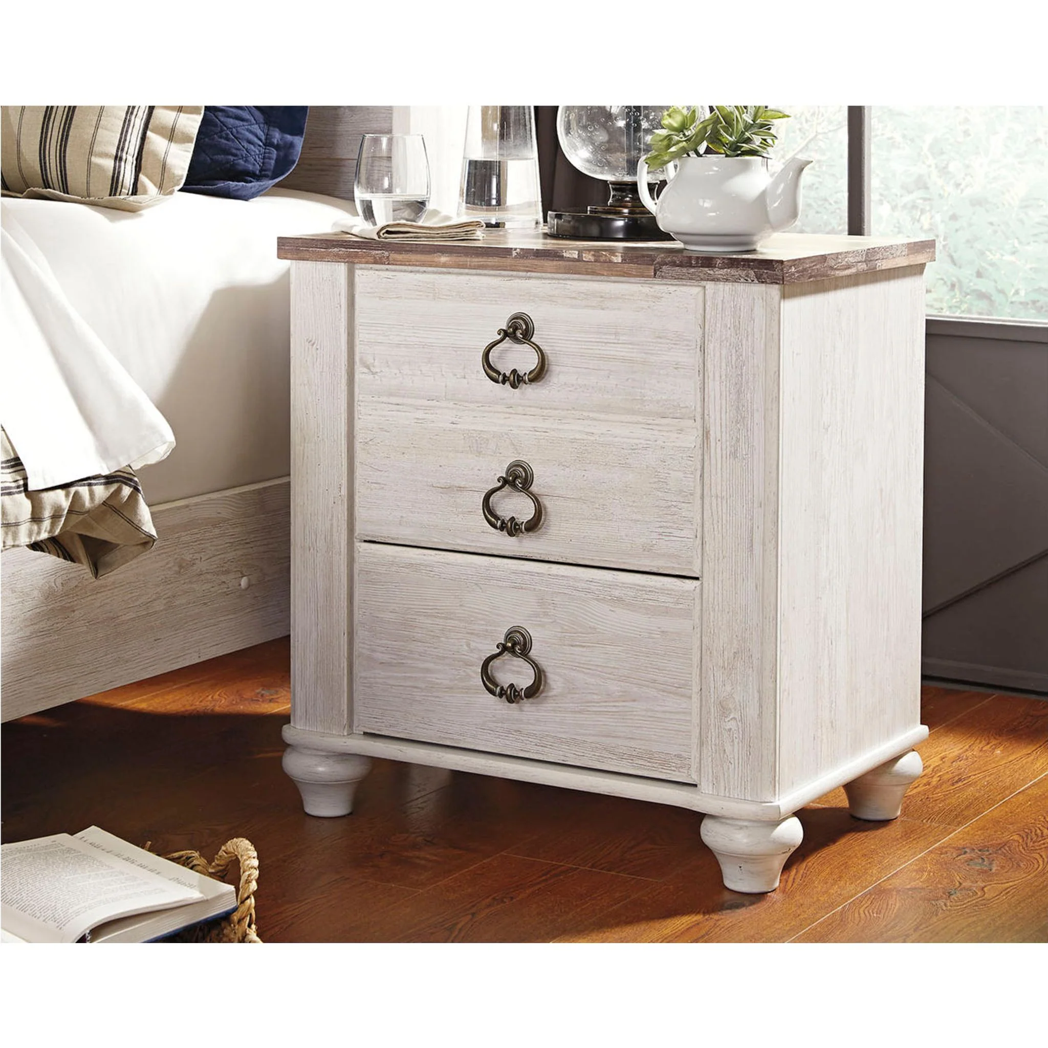 Willowton Nightstand - Whitewash - Image 17