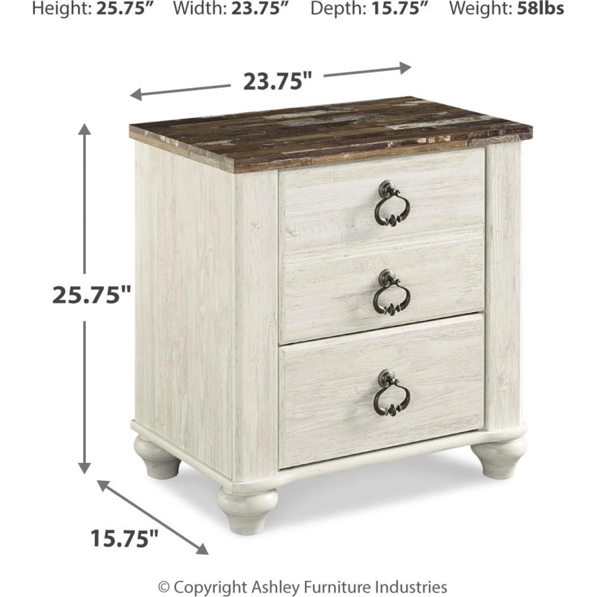 Willowton Nightstand - Whitewash - Image 18