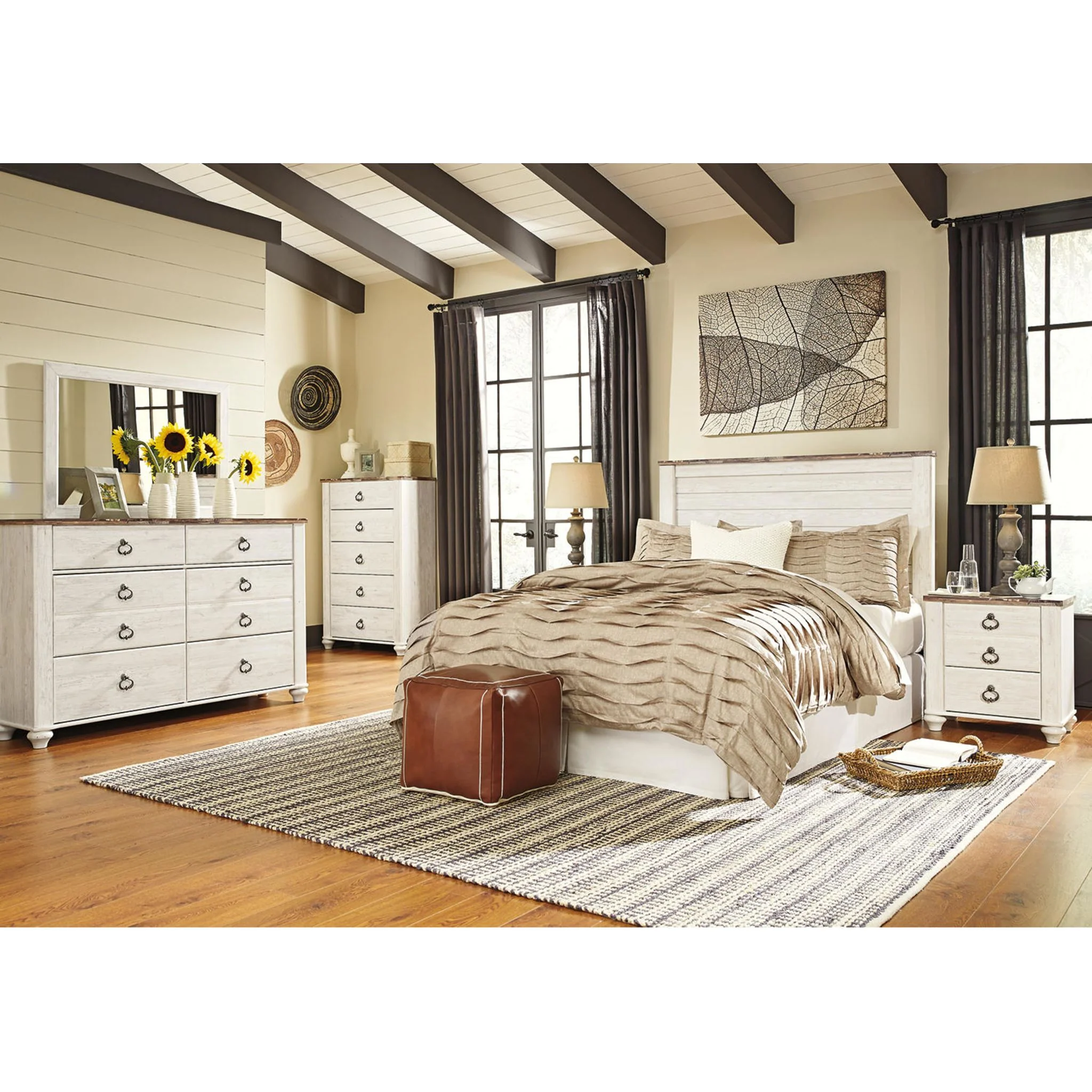 Willowton Panel Headboard - Whitewash - Image 63