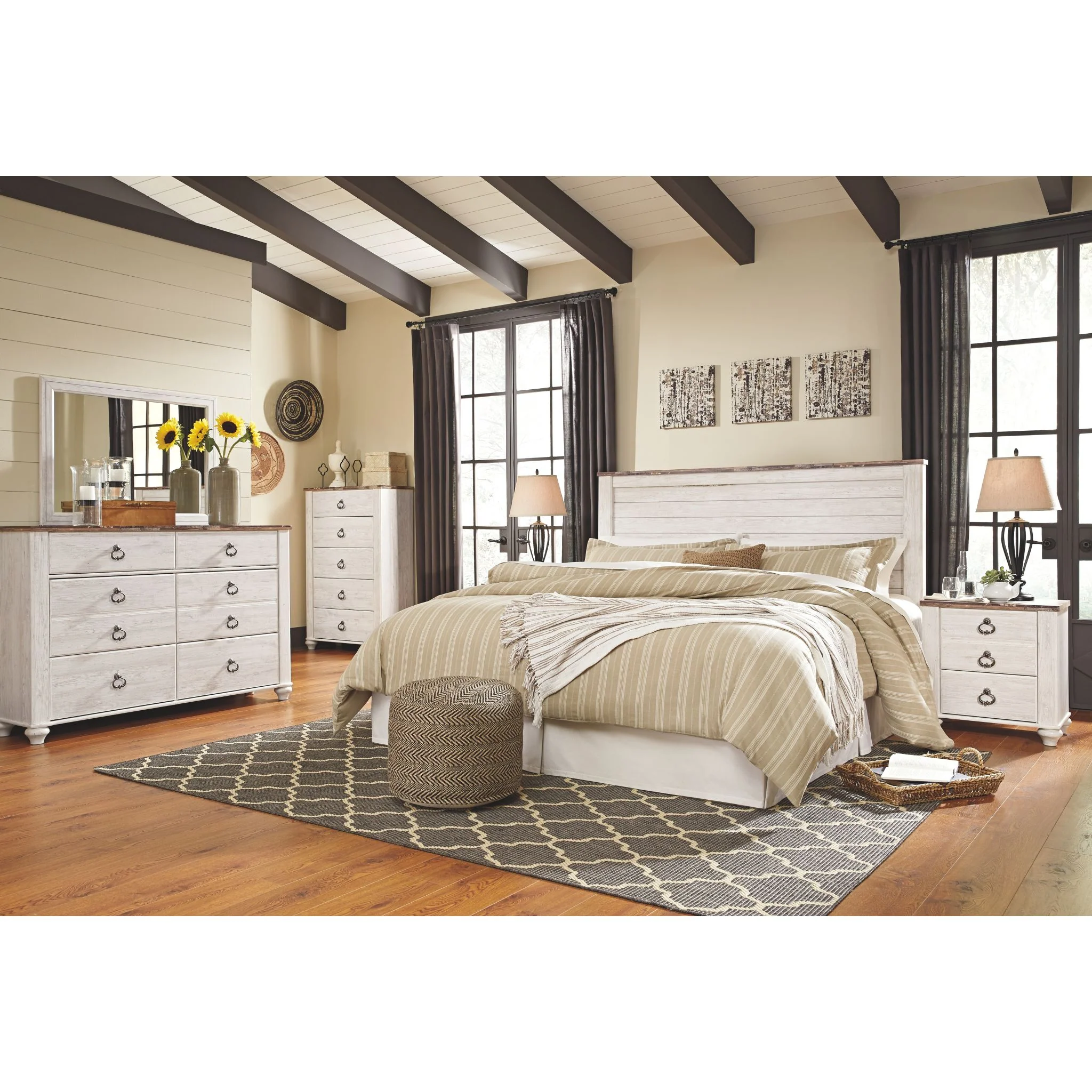 Willowton Panel Headboard - Whitewash - Image 76