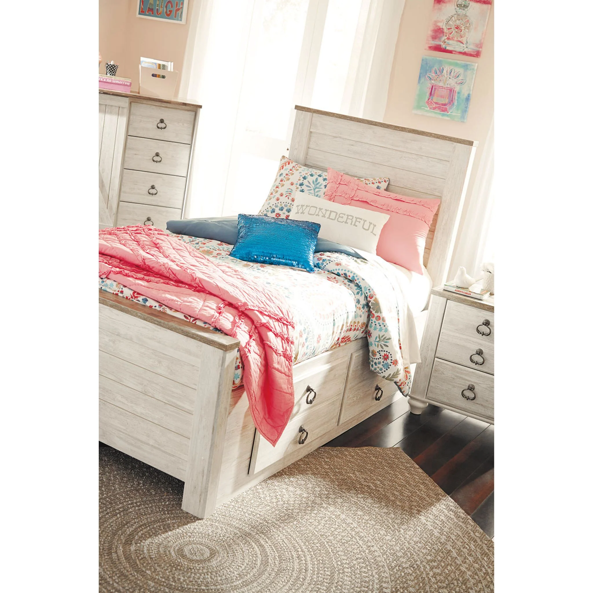 Willowton Panel Headboard - Whitewash - Image 93